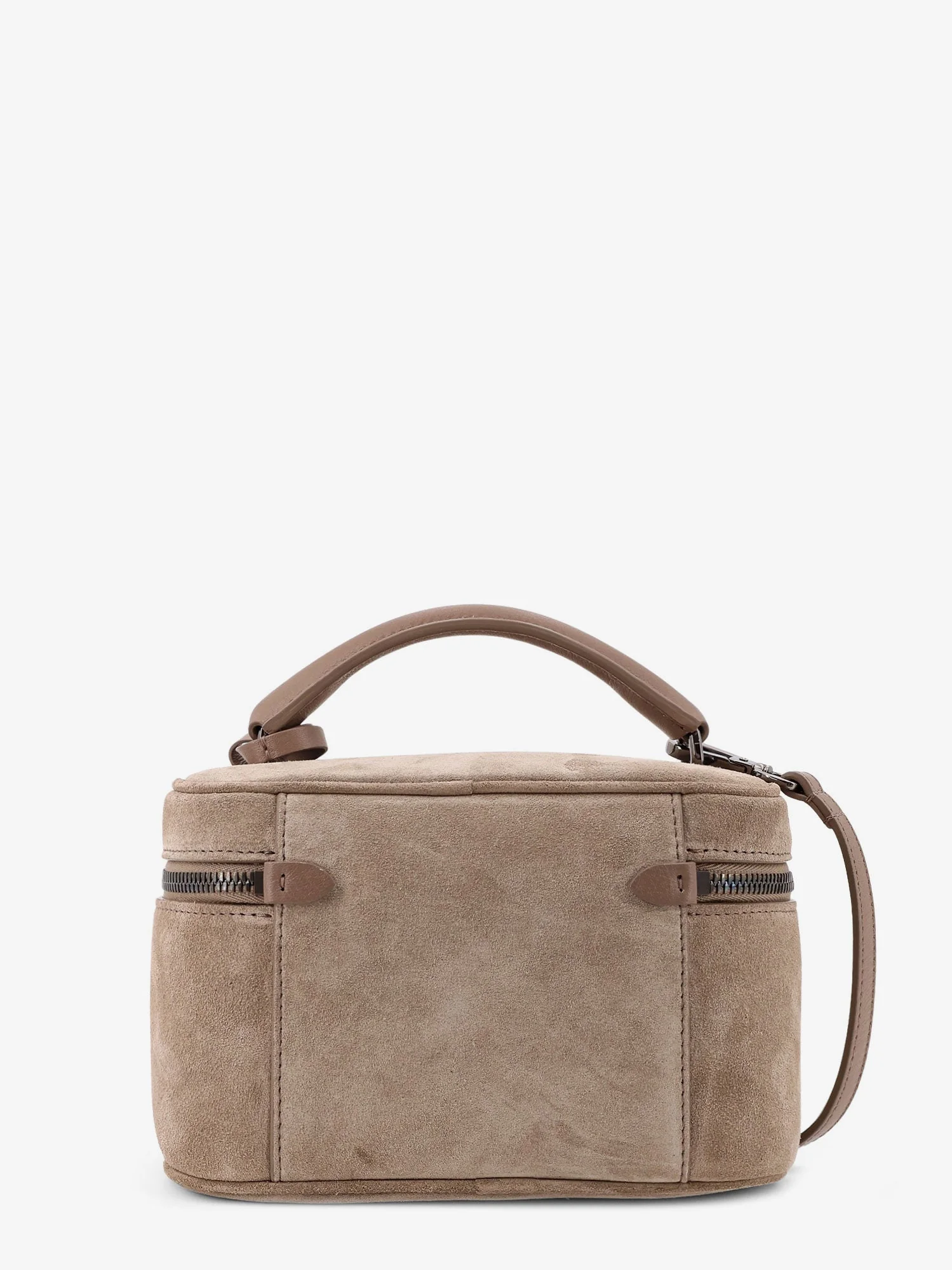 Brunello Cucinelli Suede Crossbody Bag With Leather Shoulder Strap - Image 2
