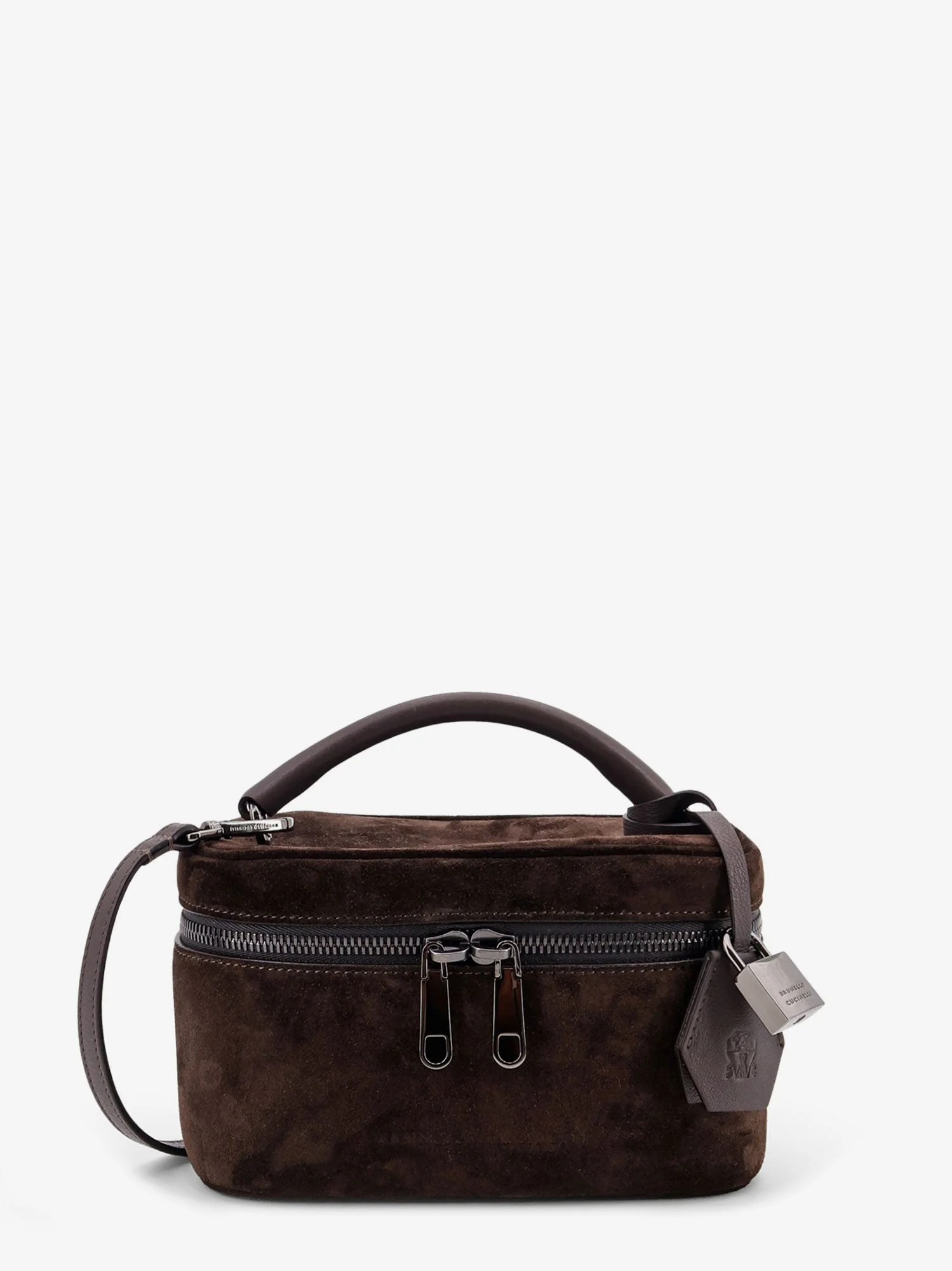 Brunello Cucinelli Suede Crossbody Bag With Leather Shoulder Strap - Image 6