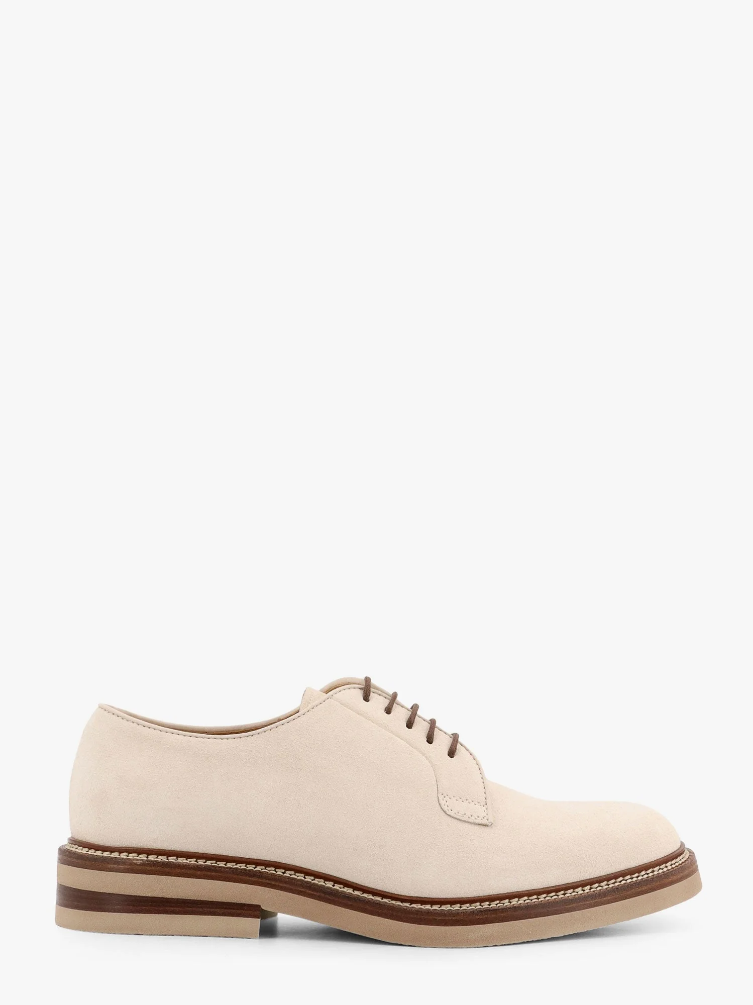 Brunello Cucinelli Suede Lace-Up Shoe With Contrasting Midsole