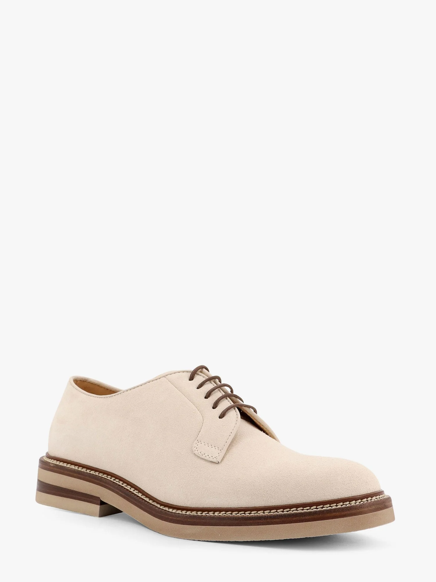 Brunello Cucinelli Suede Lace-Up Shoe With Contrasting Midsole - Image 2