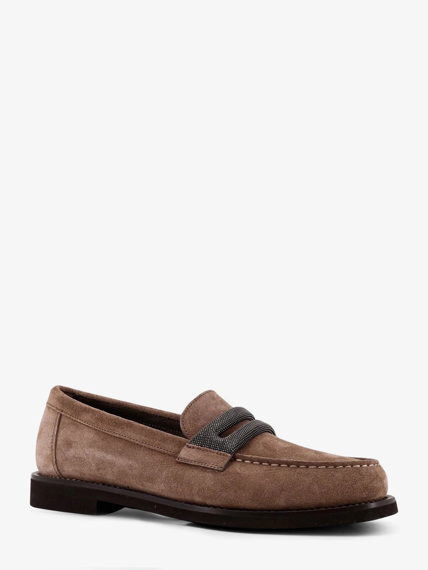 Brunello Cucinelli Suede Lofers With Monili Detail - Image 2