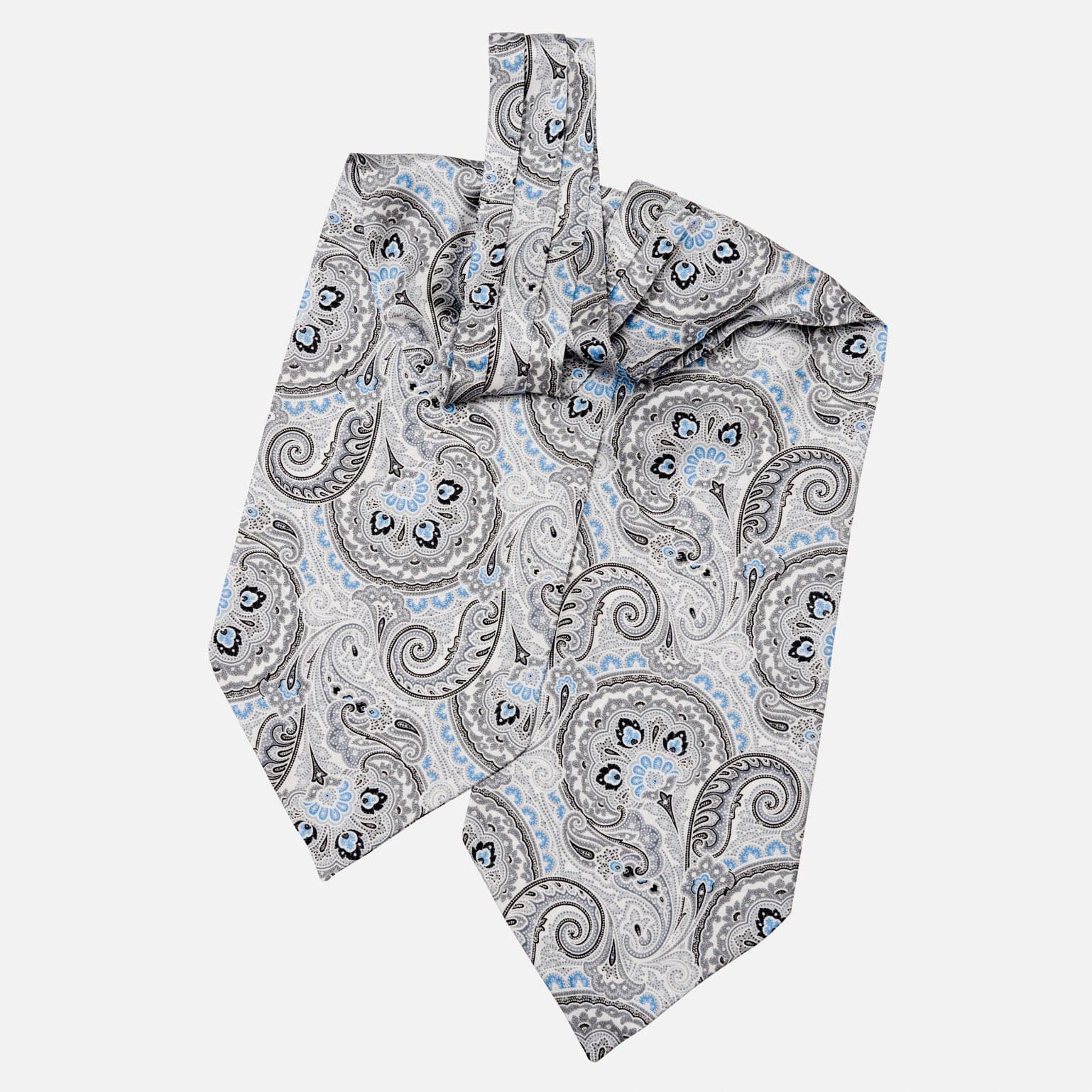 Elizabetta Bugatti Silk Ascot Cravat Tie - Grey - Image 4