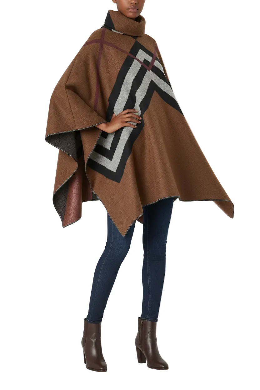 Burberry Chevron Check Poncho - Image 4