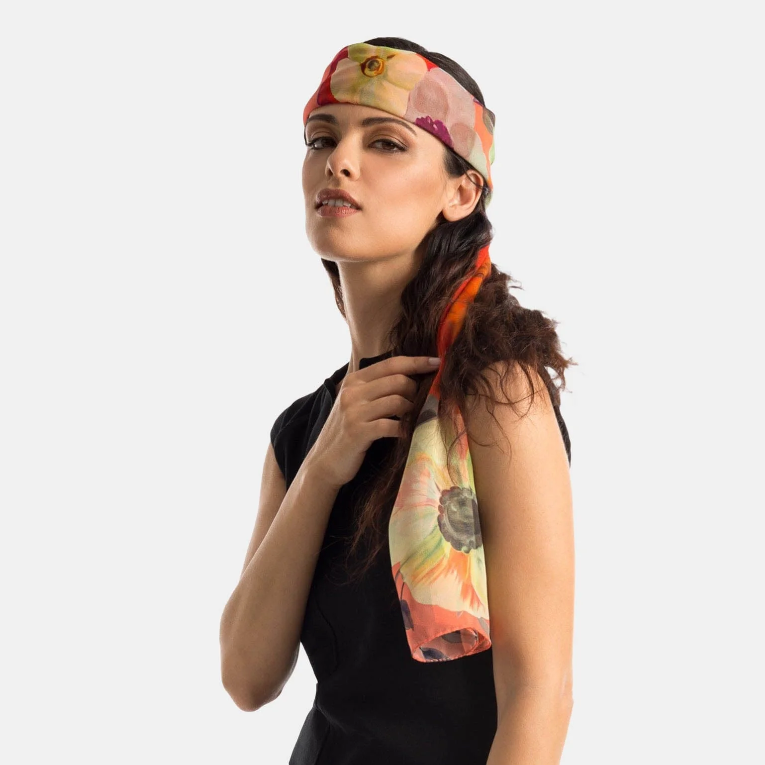 Elizabetta Campo de' Fiori Long Sheer Silk Scarf - Coral - Image 3