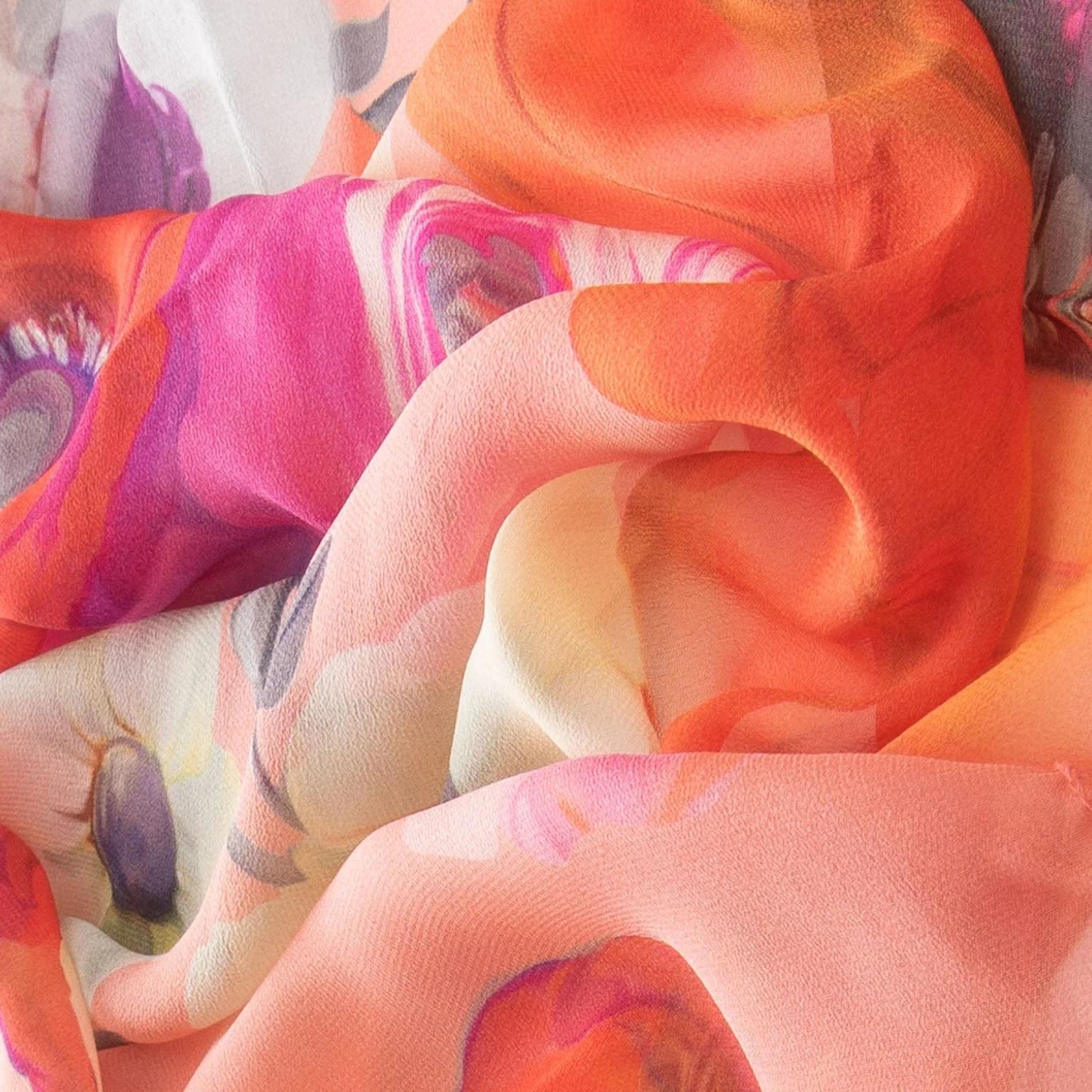 Elizabetta Campo de' Fiori Long Sheer Silk Scarf - Coral - Image 6