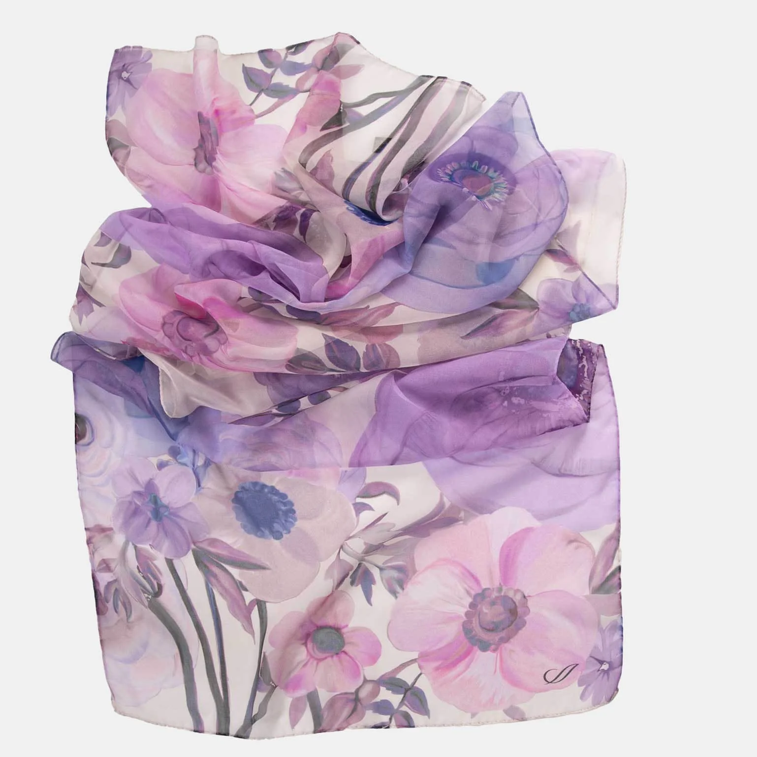 Elizabetta Campo de' Fiori - Long Sheer Silk Scarf - Lavender - Image 4