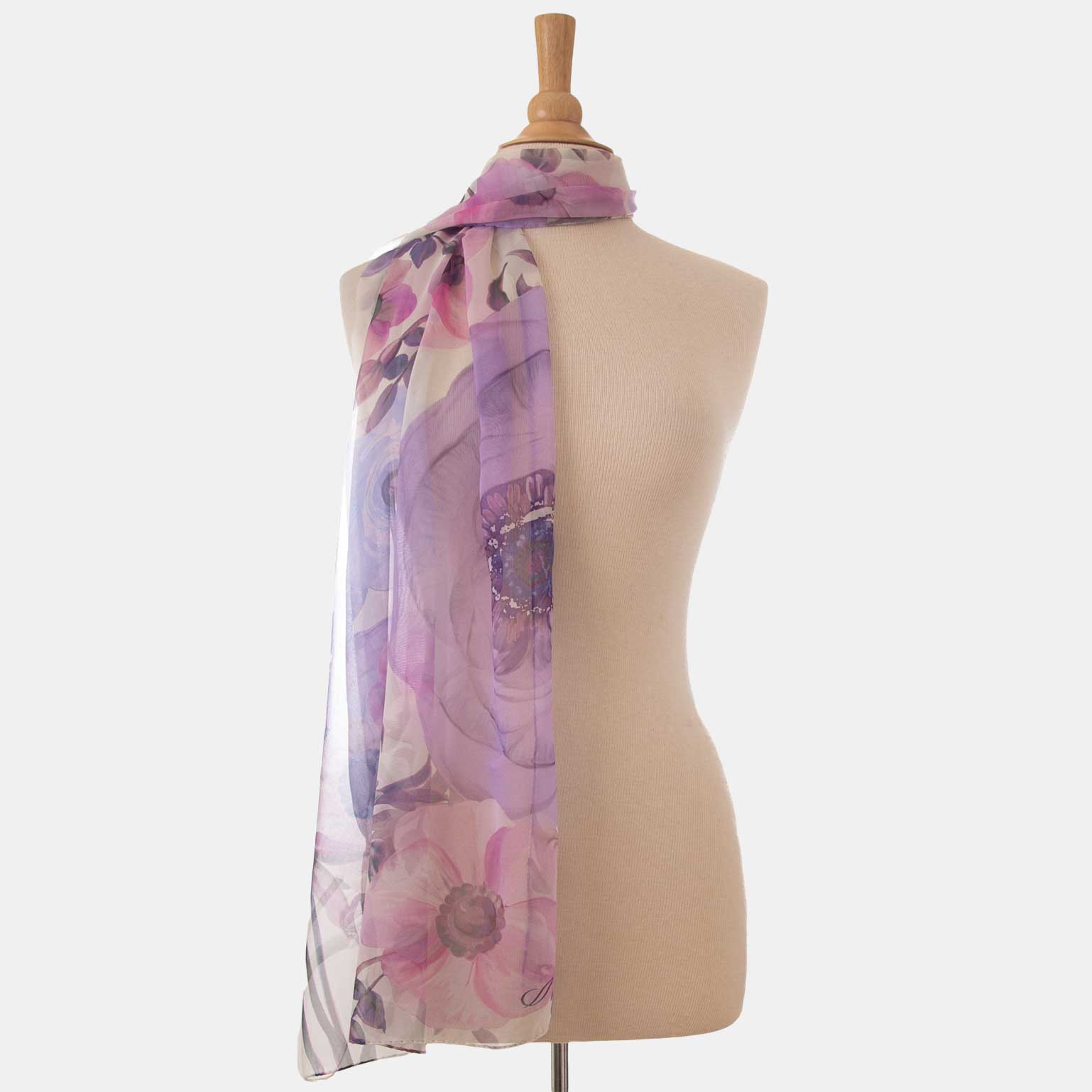 Elizabetta Campo de' Fiori - Long Sheer Silk Scarf - Lavender - Image 7