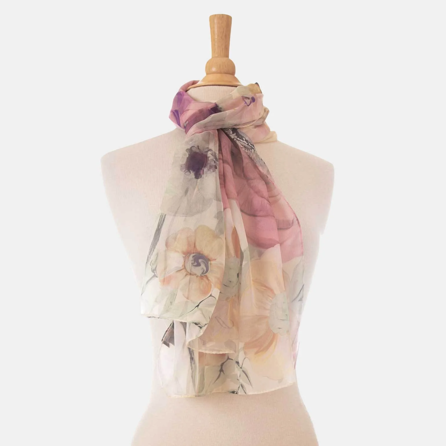Elizabetta Campo de' Fiori - Long Sheer Silk Scarf - Mauve - Image 6