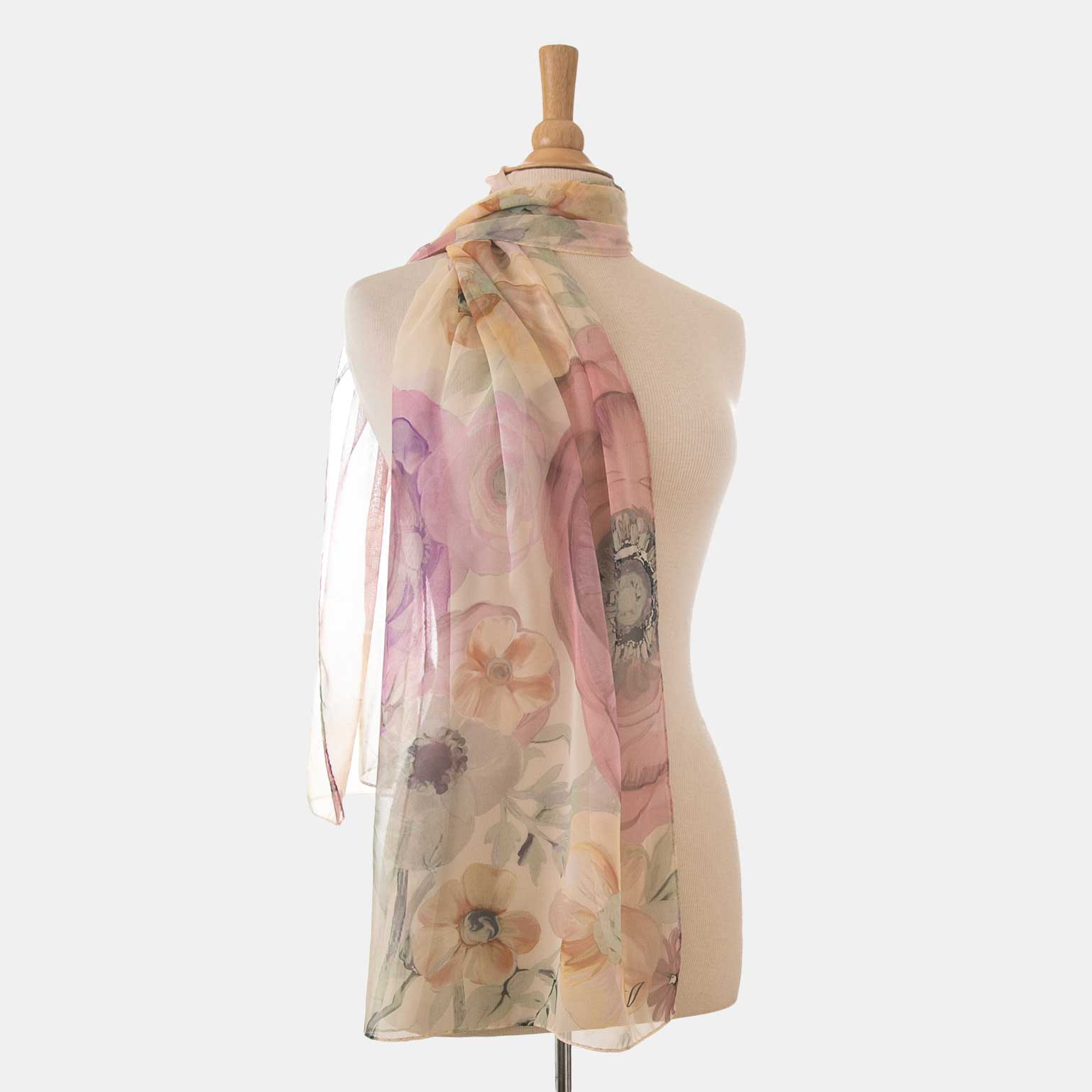 Elizabetta Campo de' Fiori - Long Sheer Silk Scarf - Mauve - Image 7
