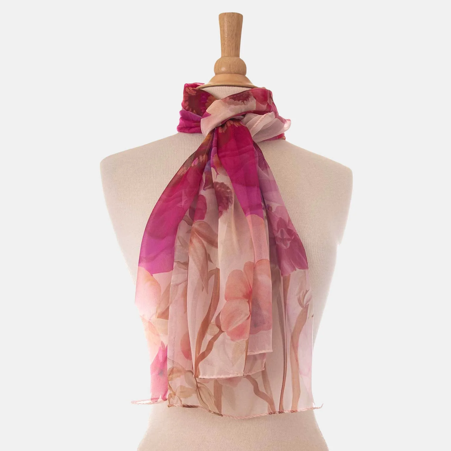Elizabetta Campo de' Fiori Long Sheer Silk Scarf - Pink - Image 10