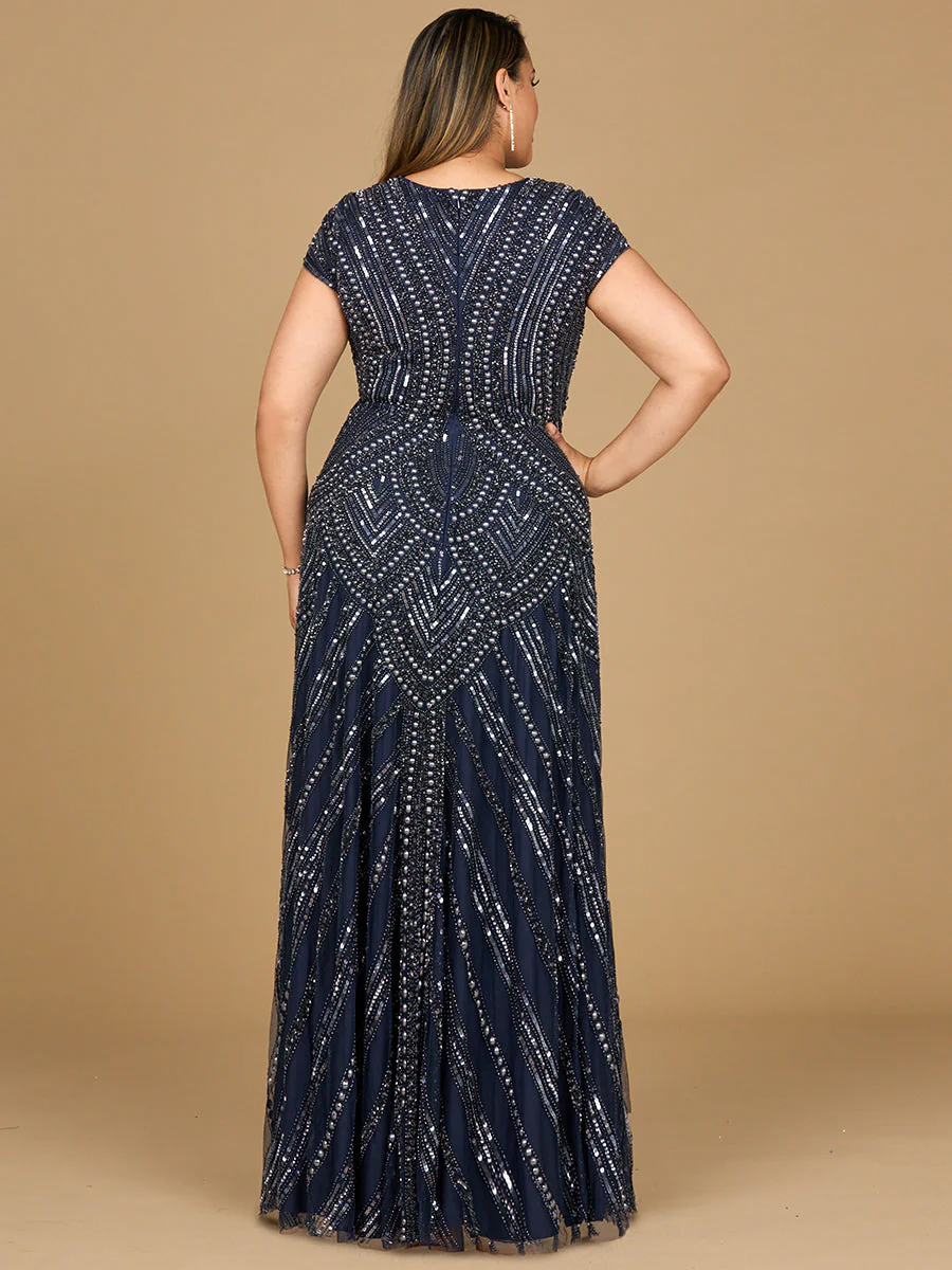 Cap Sleeve Beaded A-Line Gown - Image 4