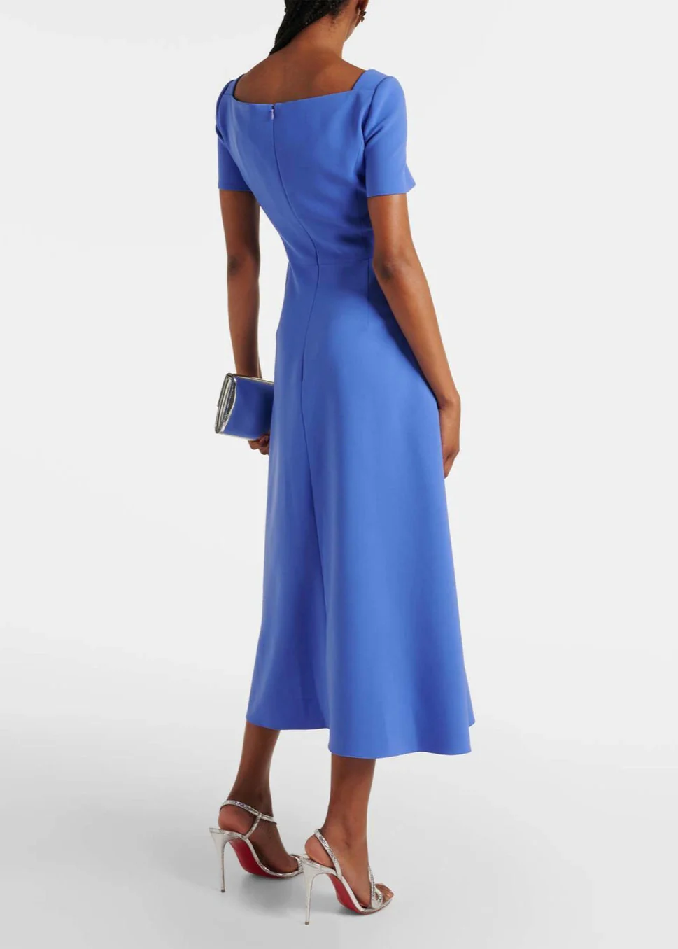 Carolina Herrera Delphinium Curved Neckline Midi Dress - Image 3