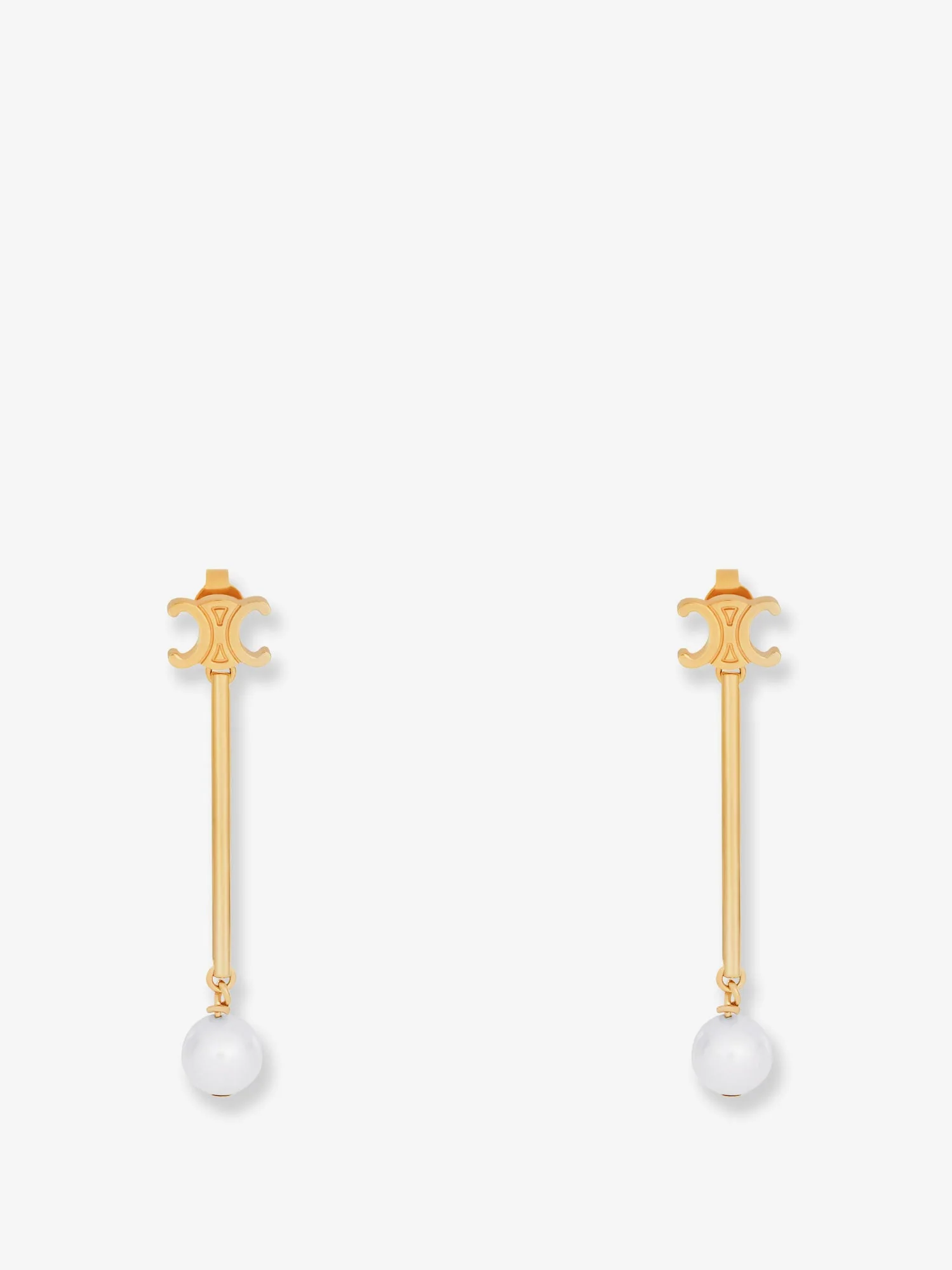 Celine Brass Earrings With Triomphe Logo