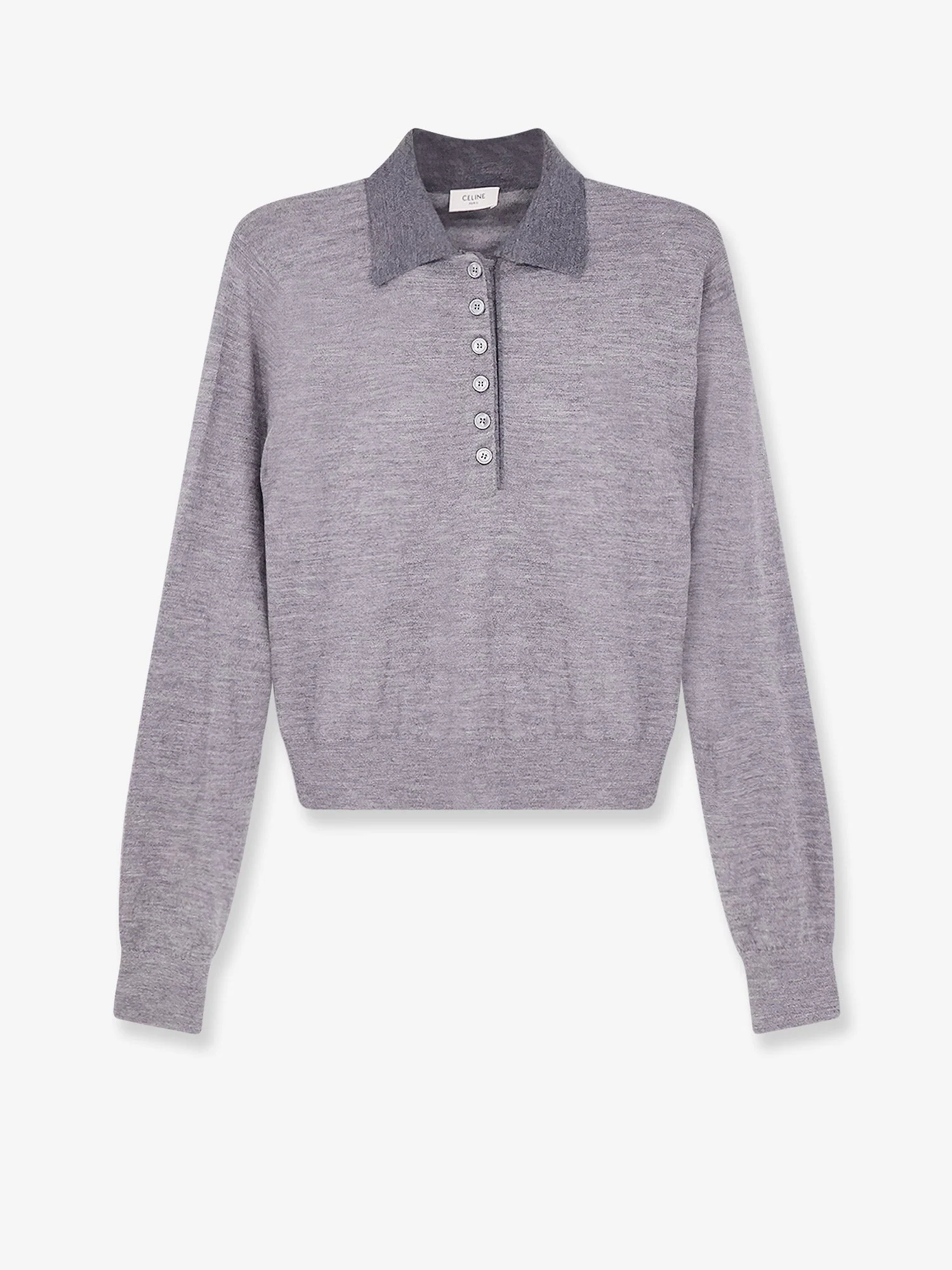 Celine Cashmere And Silk Polo Shirt With Logo Embroidery On The Front - Image 4