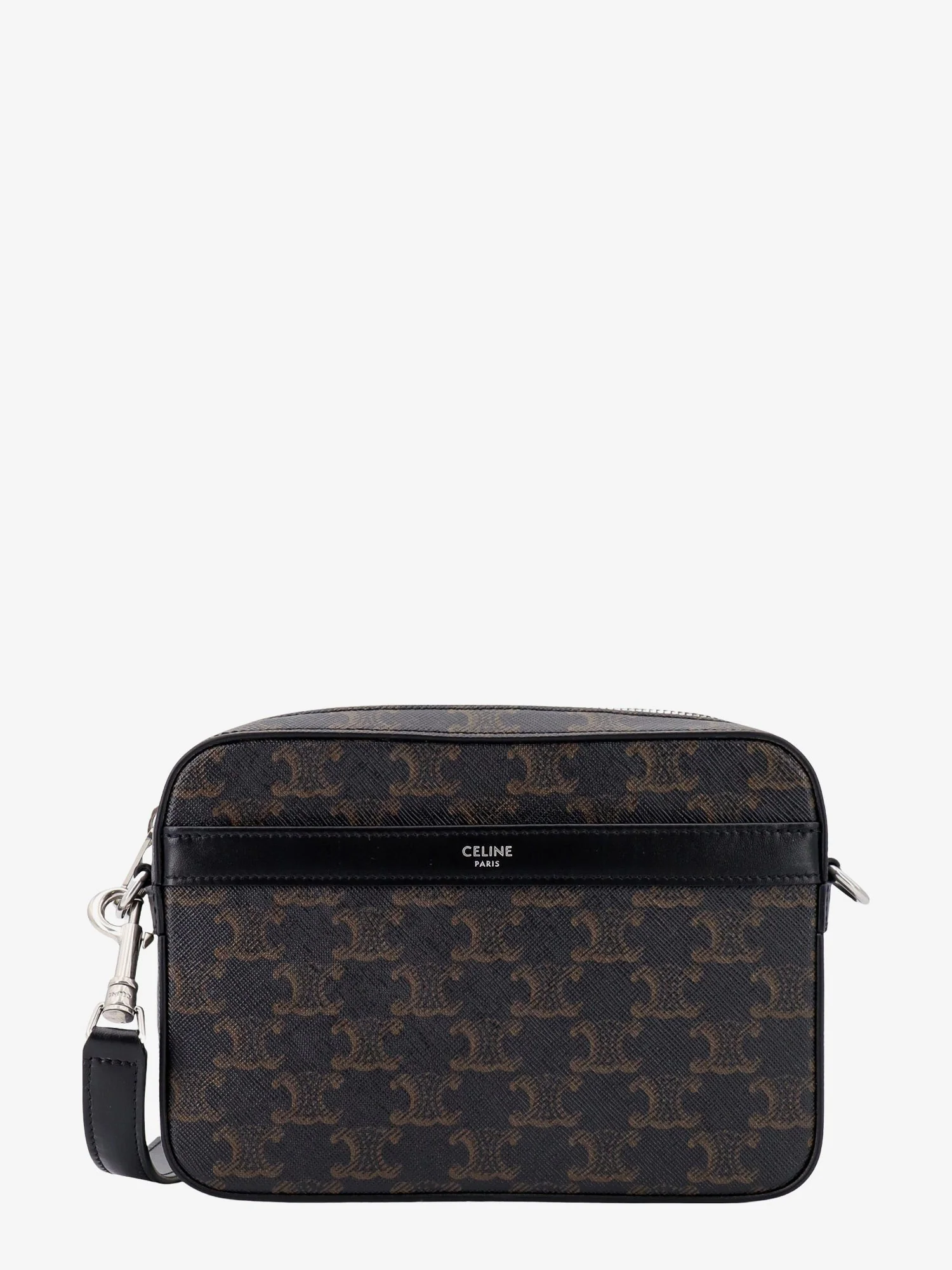 Celine Coated Canvas Messenger Crossbody Bag With Triomphe Logo All-Over