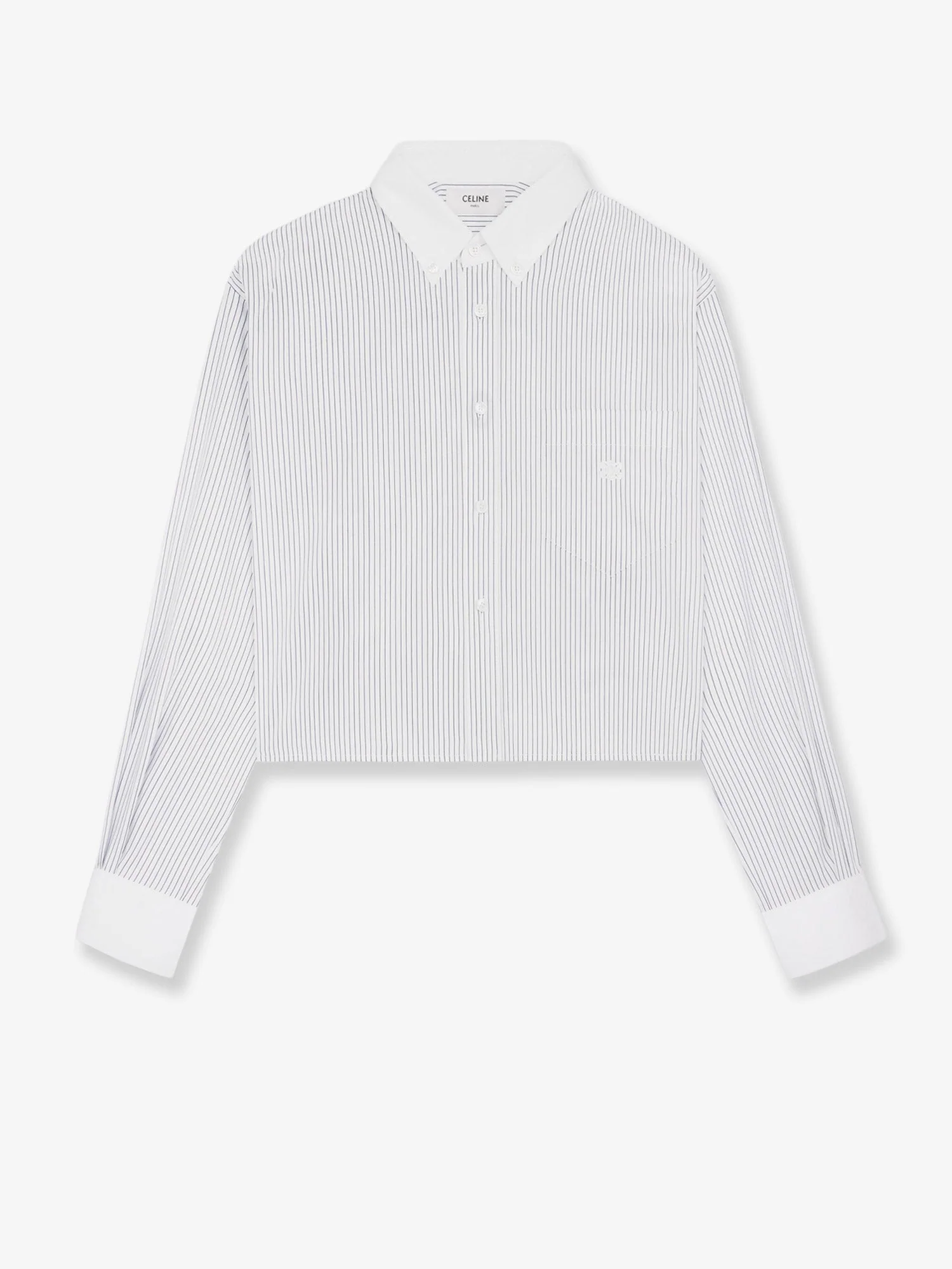 Celine Cropped Cotton Shirt With Striped Motif