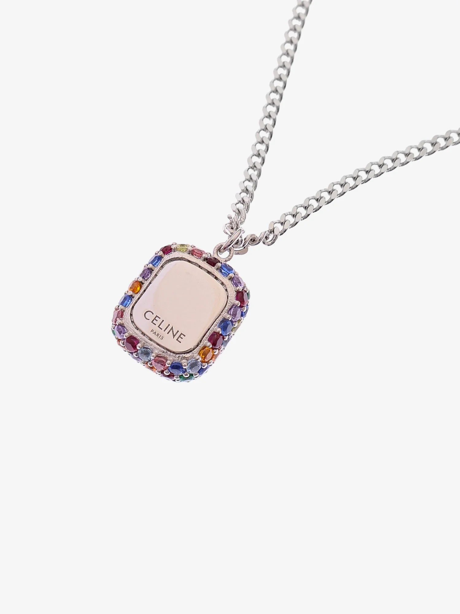 Celine Metal Necklace With Multicolor Pendant - Image 2