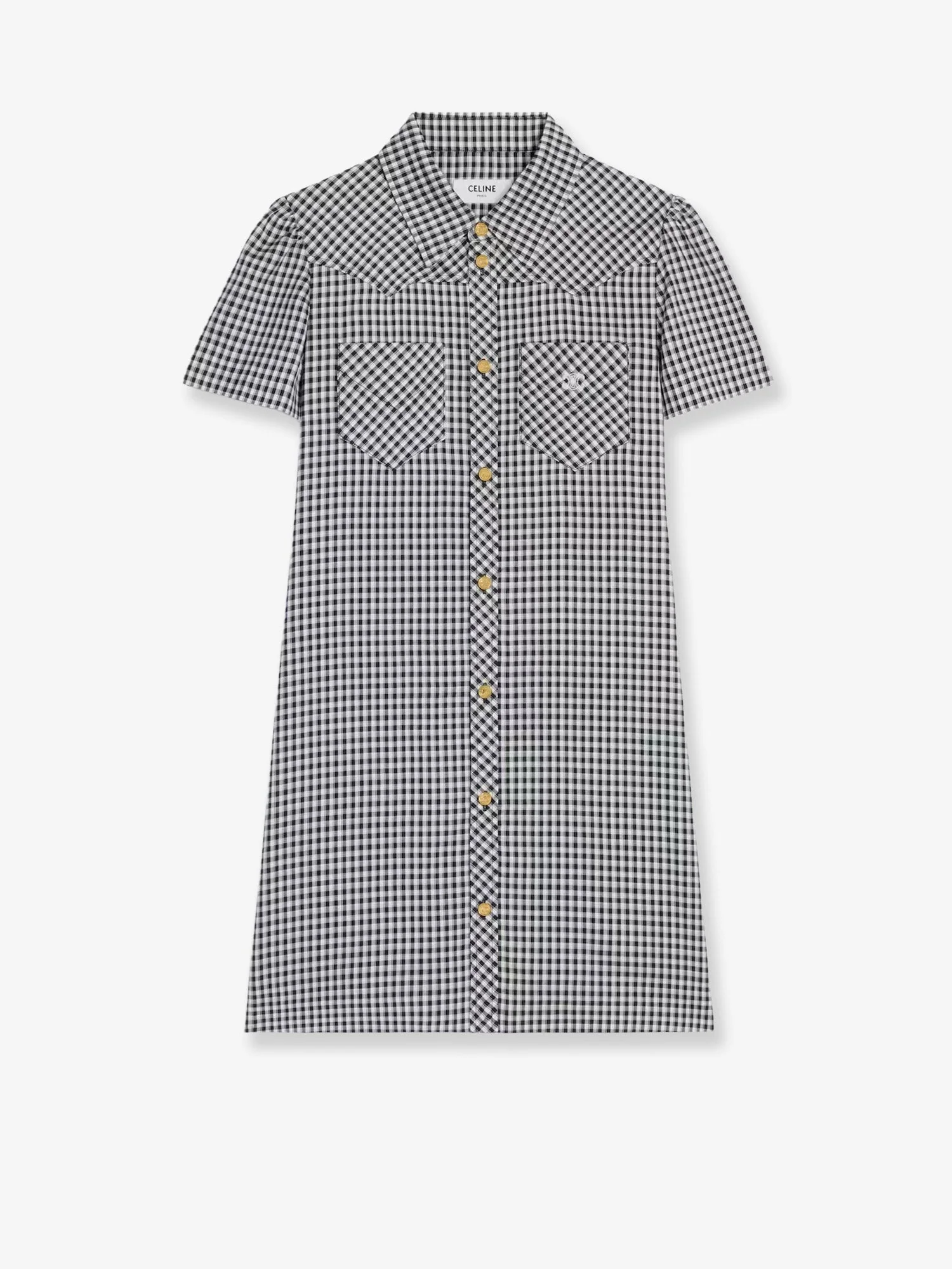 Celine Vichy Silk Mini Chemisier Dress
