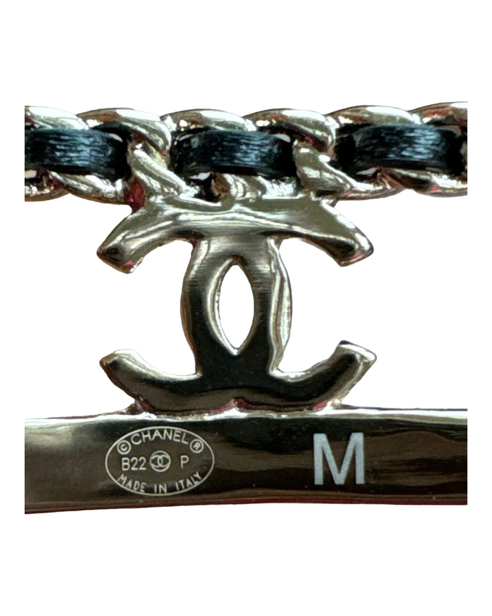 Chanel Coco Mark Logo Leather and Gold Bracelet Bangle - Image 7