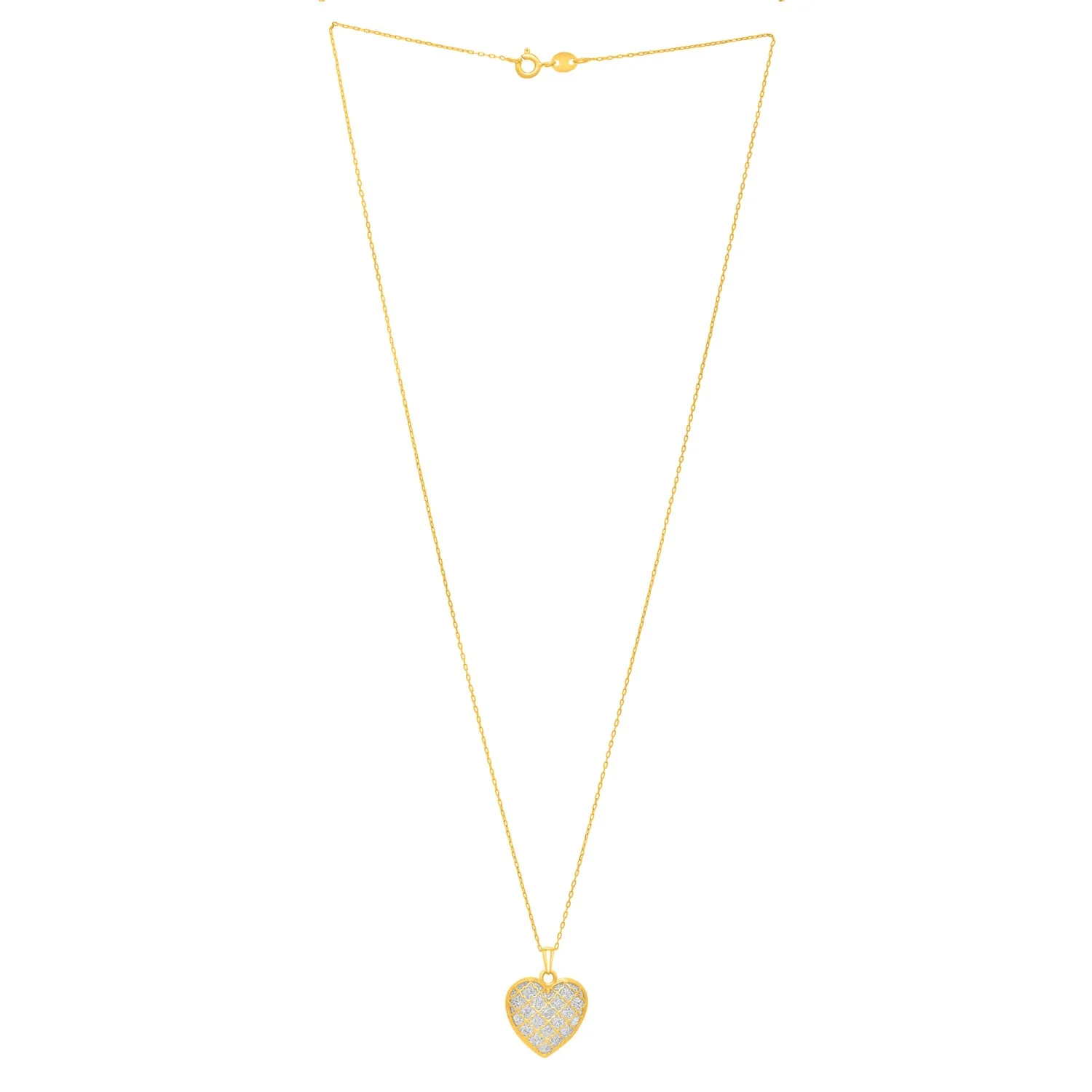 Checkered Heart Necklace in 14K Yellow Gold - Image 2