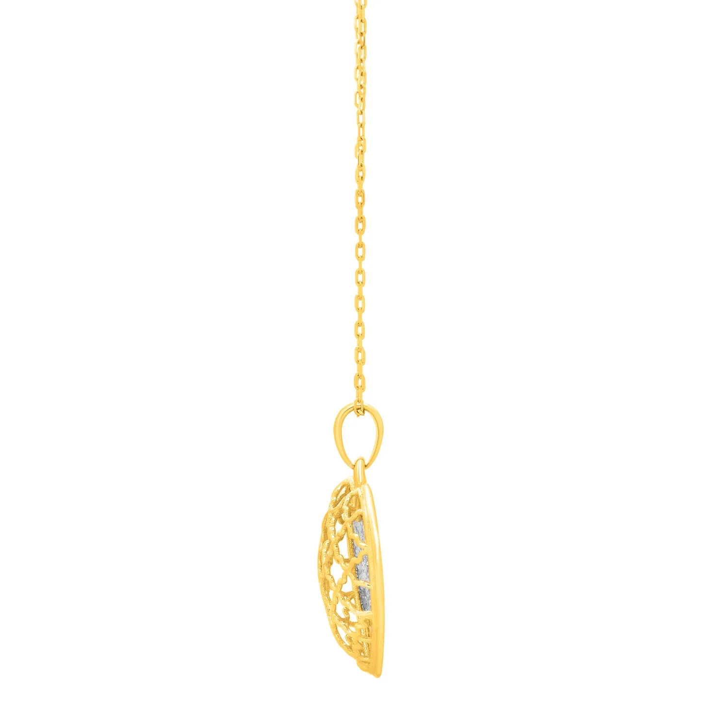 Checkered Heart Necklace in 14K Yellow Gold - Image 3