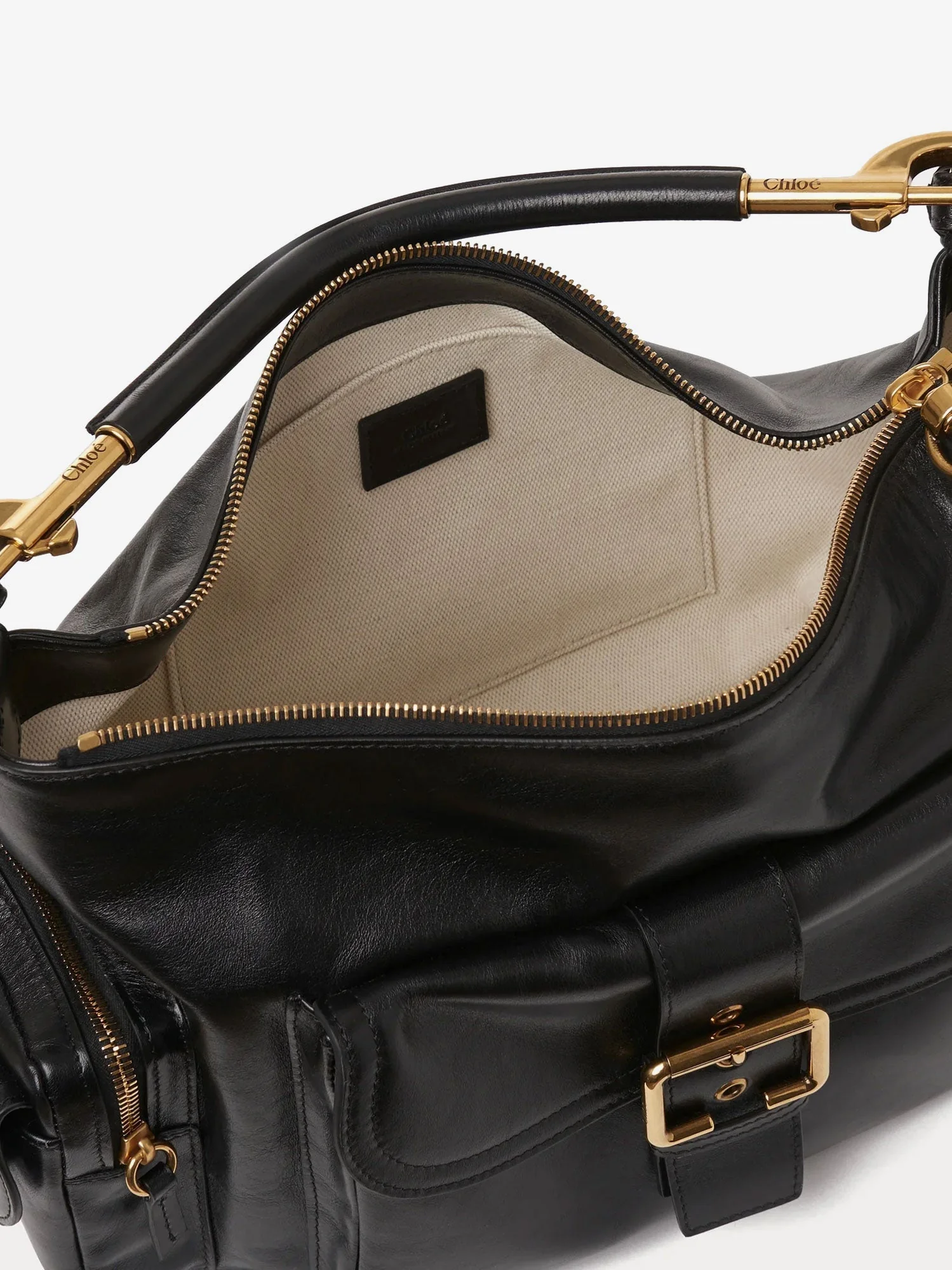 Chloe' Carry Shiny Buffalo Leather Shoulder Bag - Image 5