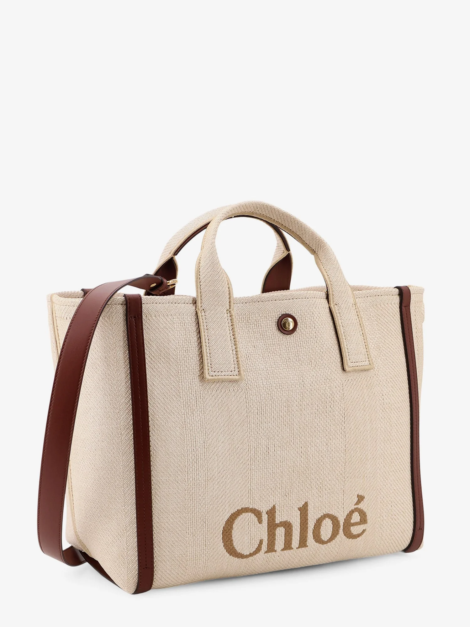 Chloe' Chloè Carry Canvas Shoulder Bag With Logo Embroidery - Image 4