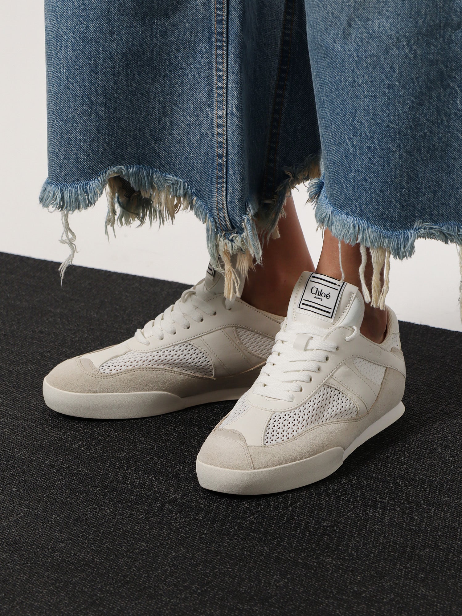 Chloe' Chloé Kick Low-Top Leather Sneakers With Mesh Inserts - Image 7