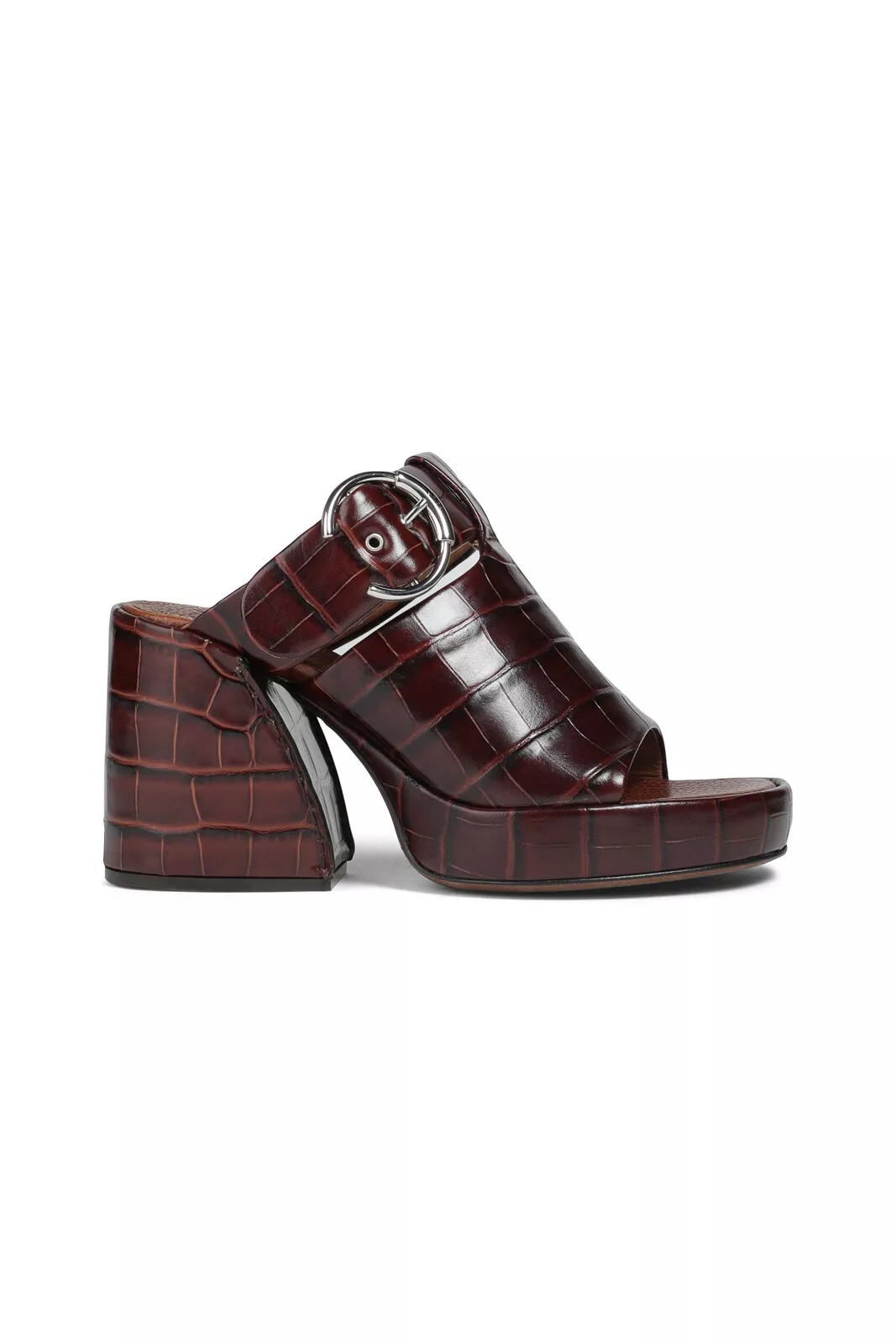 Chloé Wave Croc-Embossed Leather Sandals