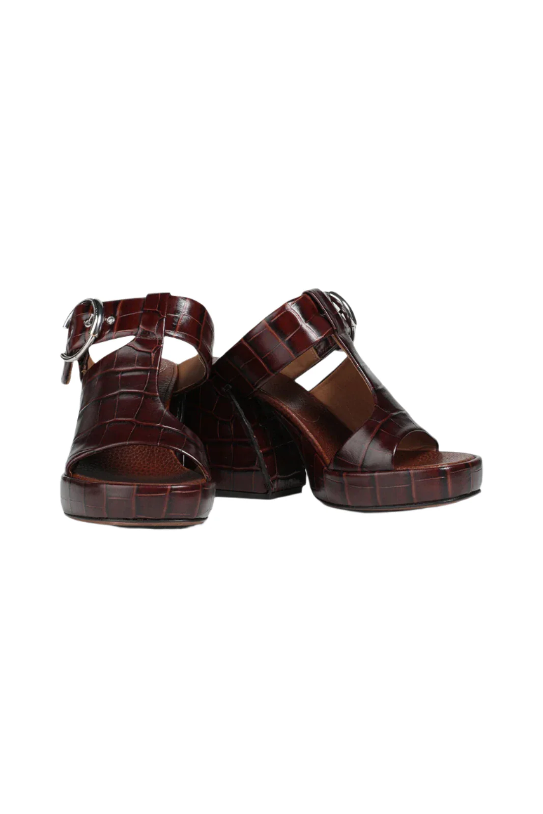 Chloé Wave Croc-Embossed Leather Sandals - Image 2