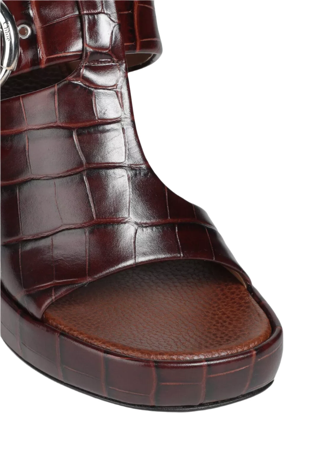 Chloé Wave Croc-Embossed Leather Sandals - Image 3