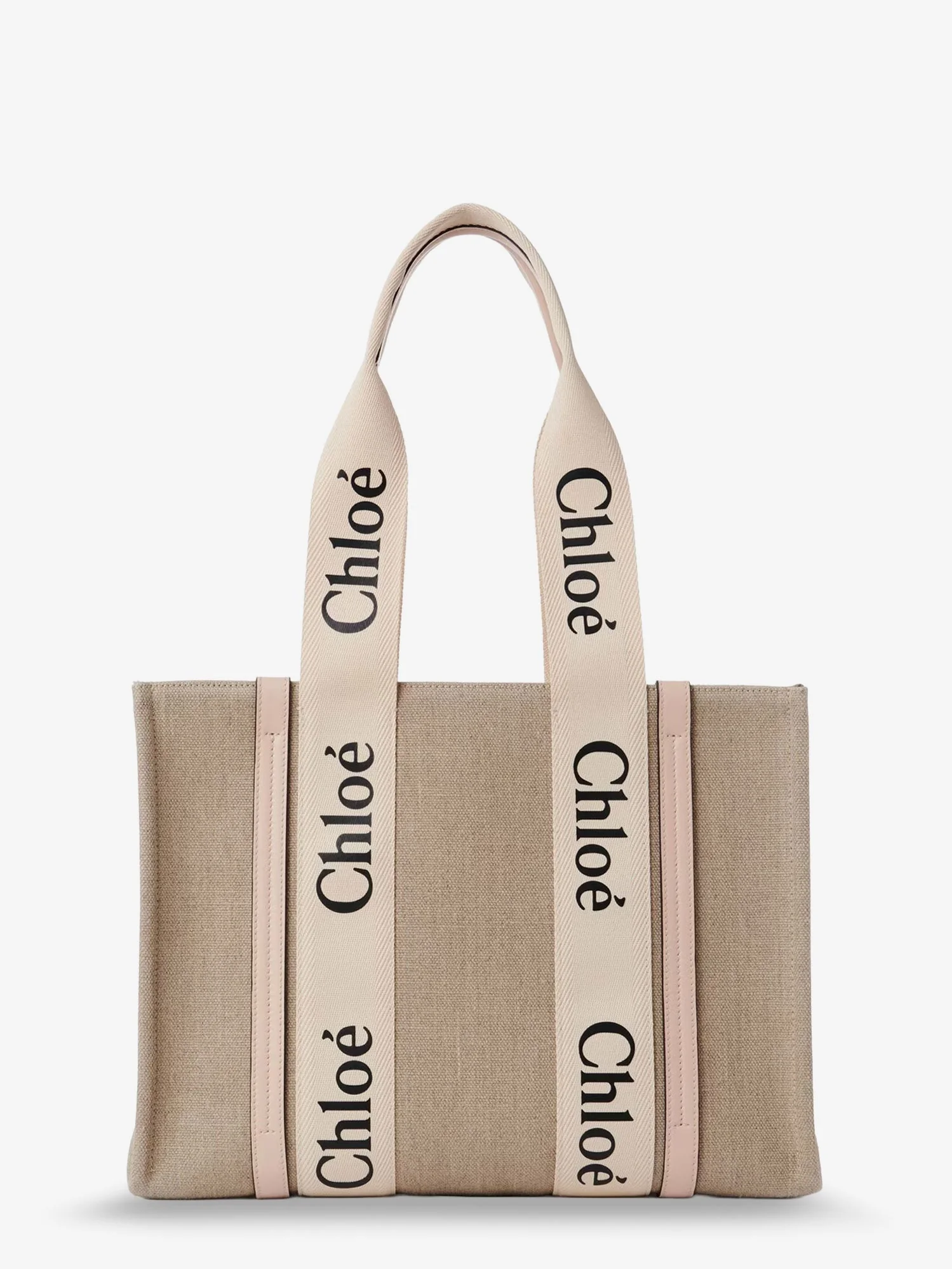 Chloe' Woody Linen Shoulder Bag With Leather Inserts