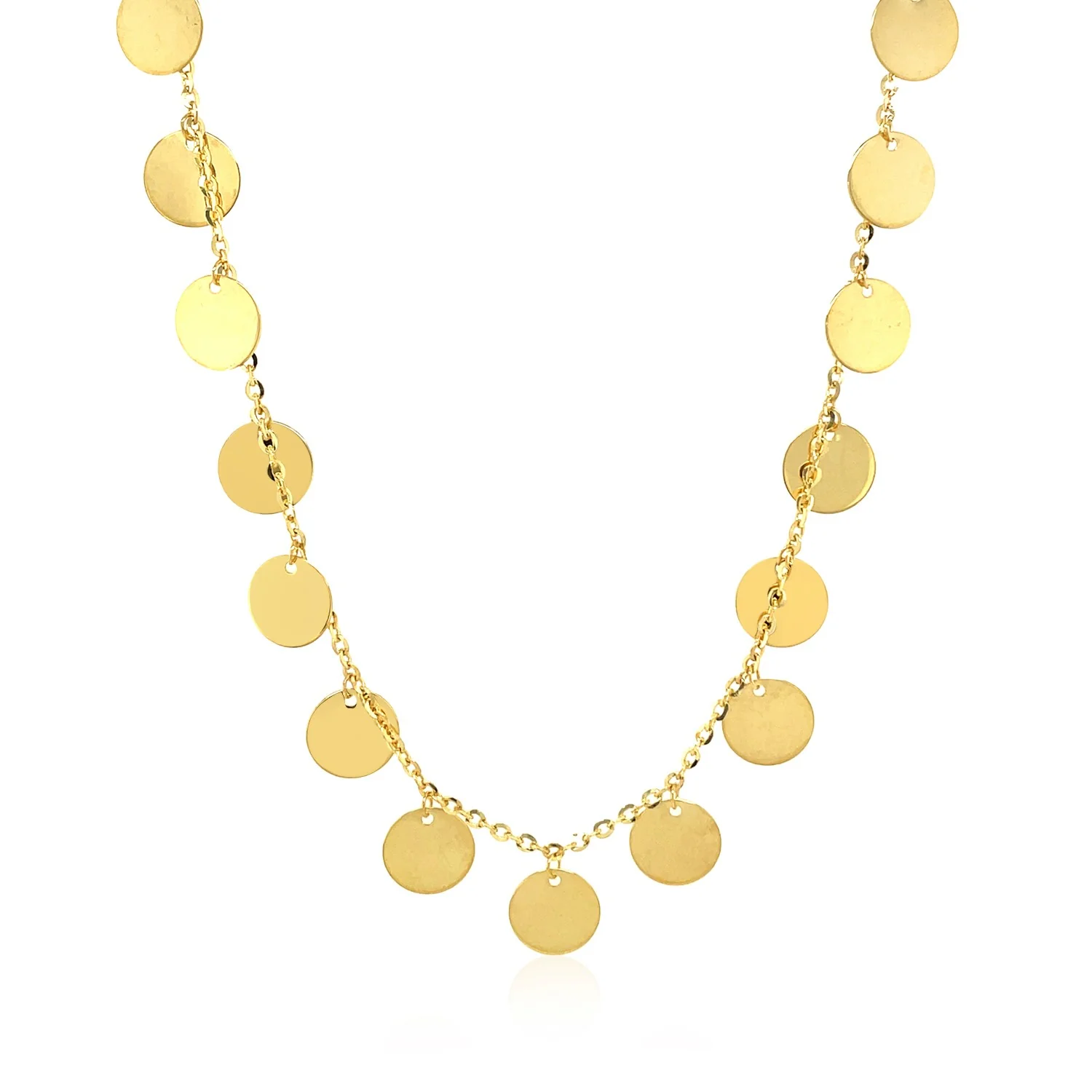 Choker Necklace with Polished Discs in 14k Yellow Gold - Image 3