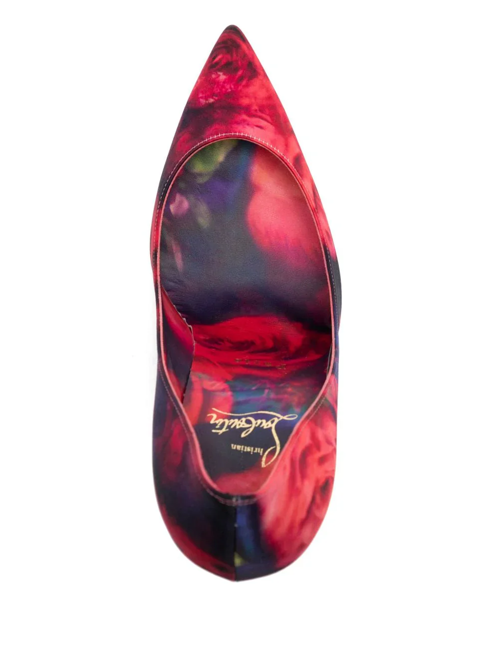Christian Louboutin Kate 100 Multicolor Satin Rose Pump - Image 4