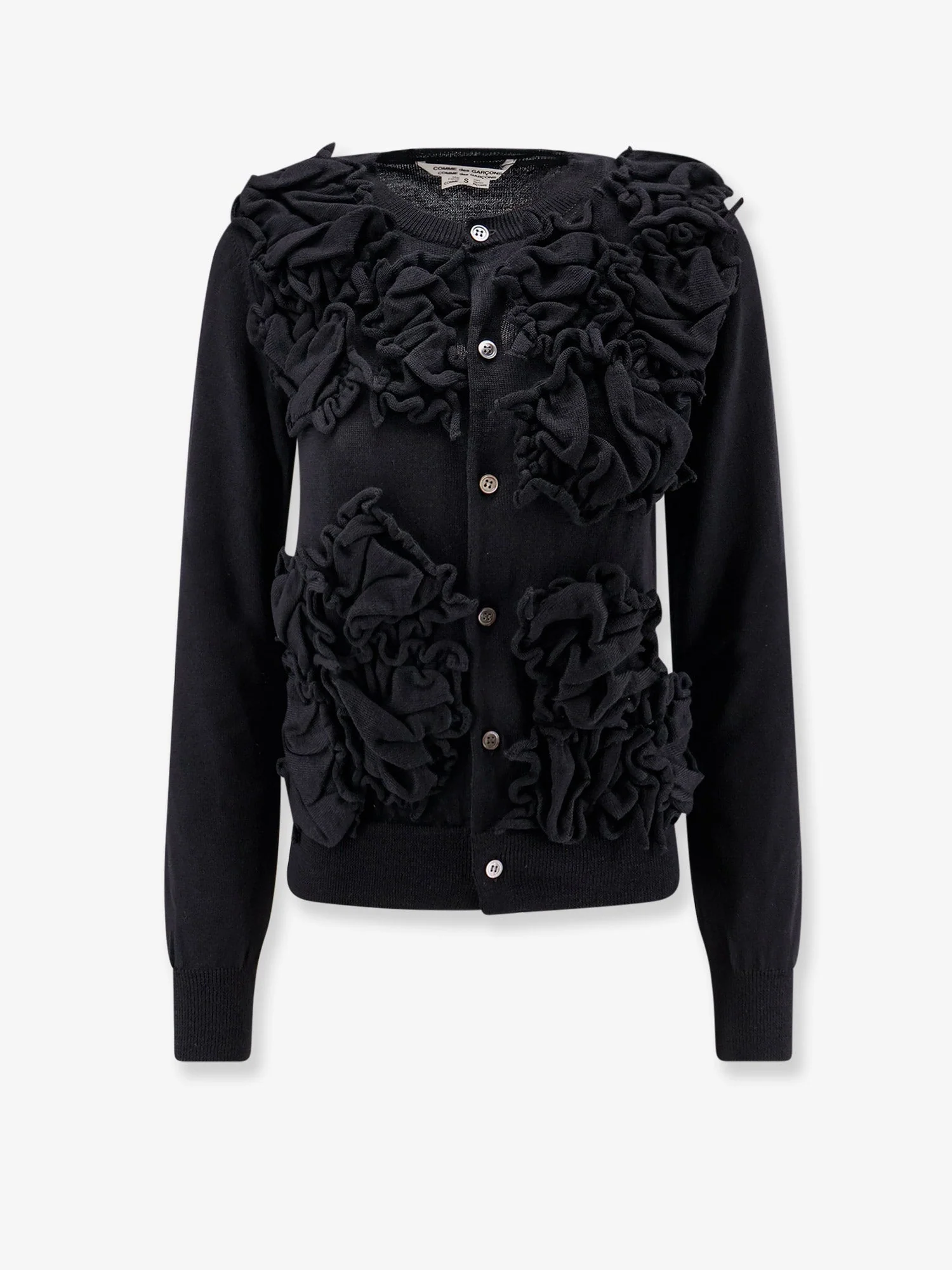 Comme Des Garçons Play Wool Cardigan With Ruffled Detail