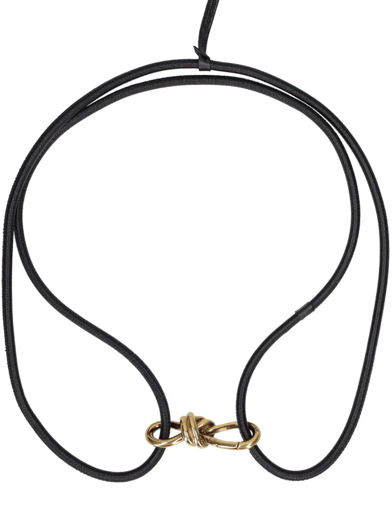 Bottega Veneta Leather Belt with Gold Knot Buckle - Image 9