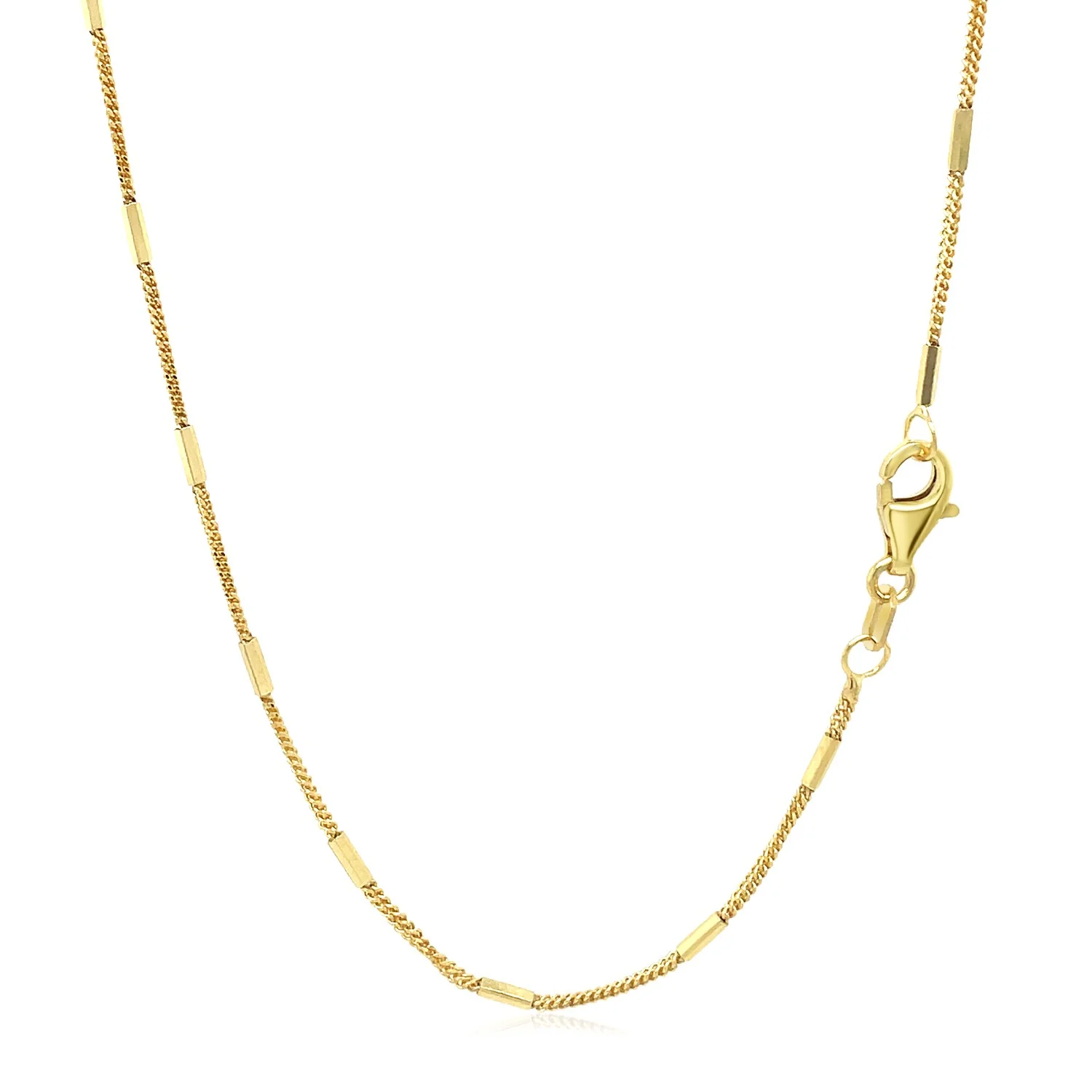 Diamond Cut Bar Links Pendant Chain in 14k Yellow Gold (1.3mm) - Image 10