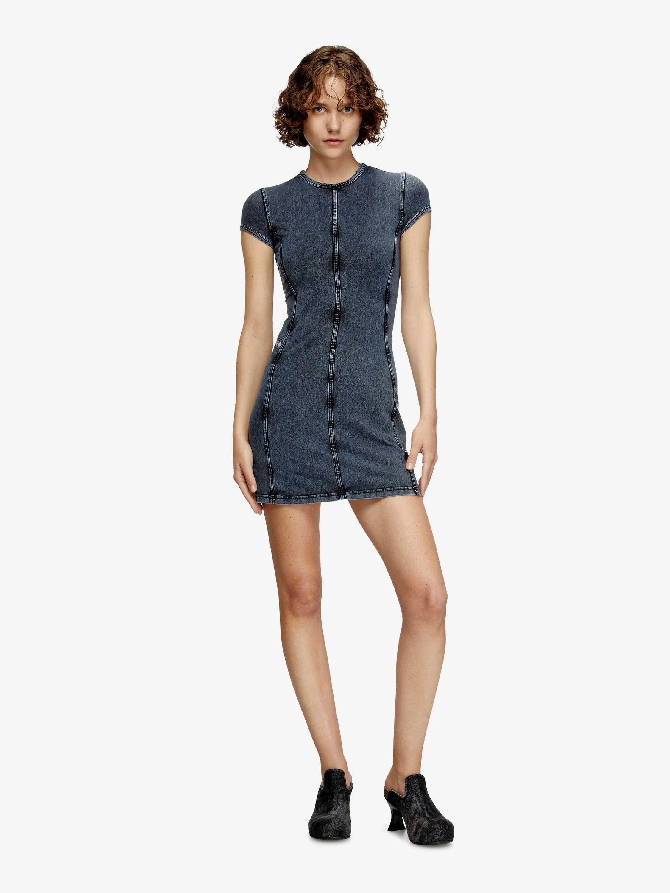 Diesel D-Cupsleeves Stretch Cotton Short Dress - Image 3
