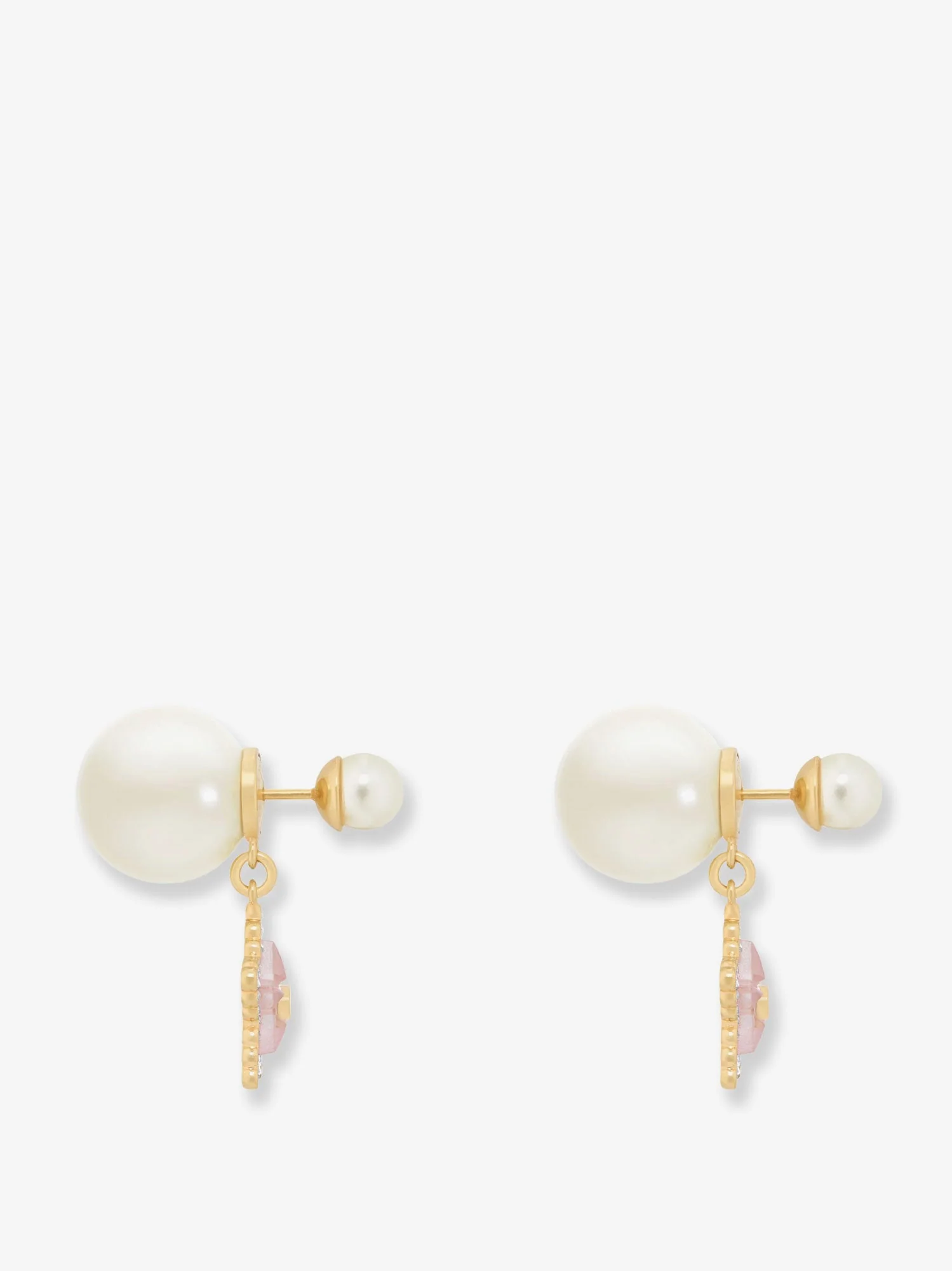 Dior Gold-Finish Metal Earrings With White Resin Pearls - Image 4
