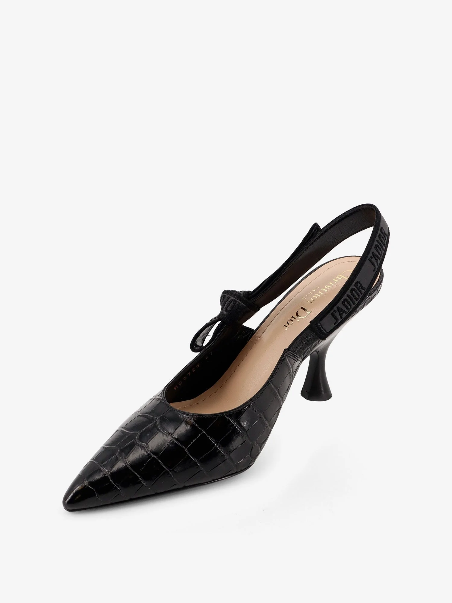 Dior J'adior Leather Slingback Pumps With Croco Effect - Image 4