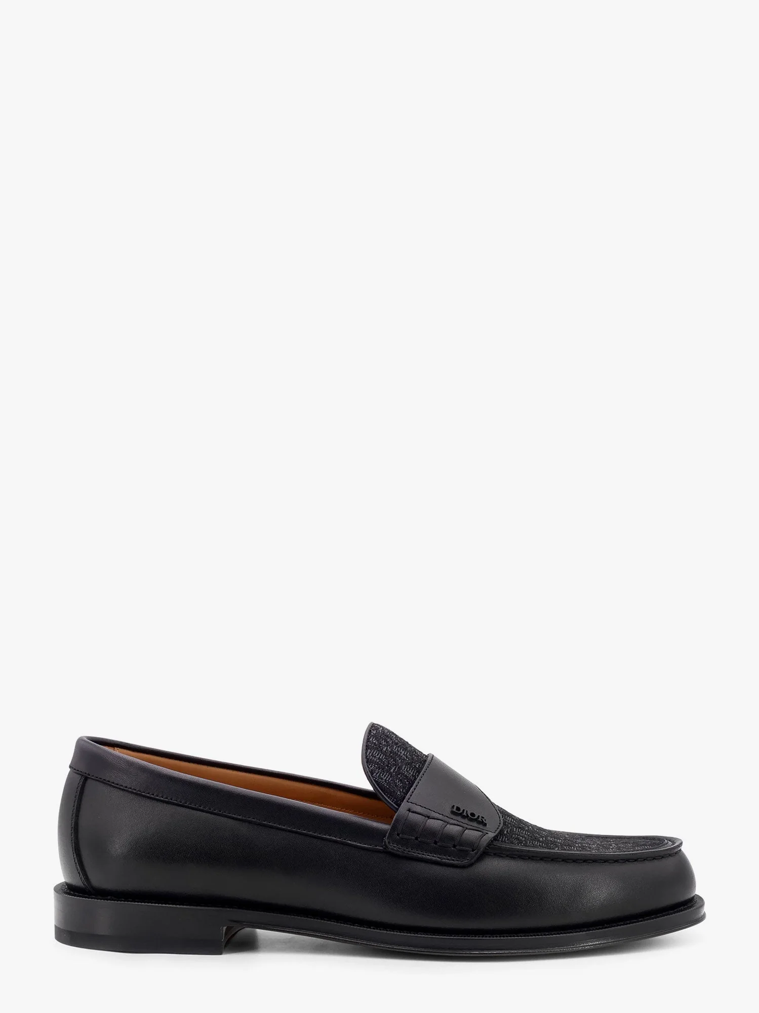 Dior Leather Loafer With Dior Oblique Canvas Motif