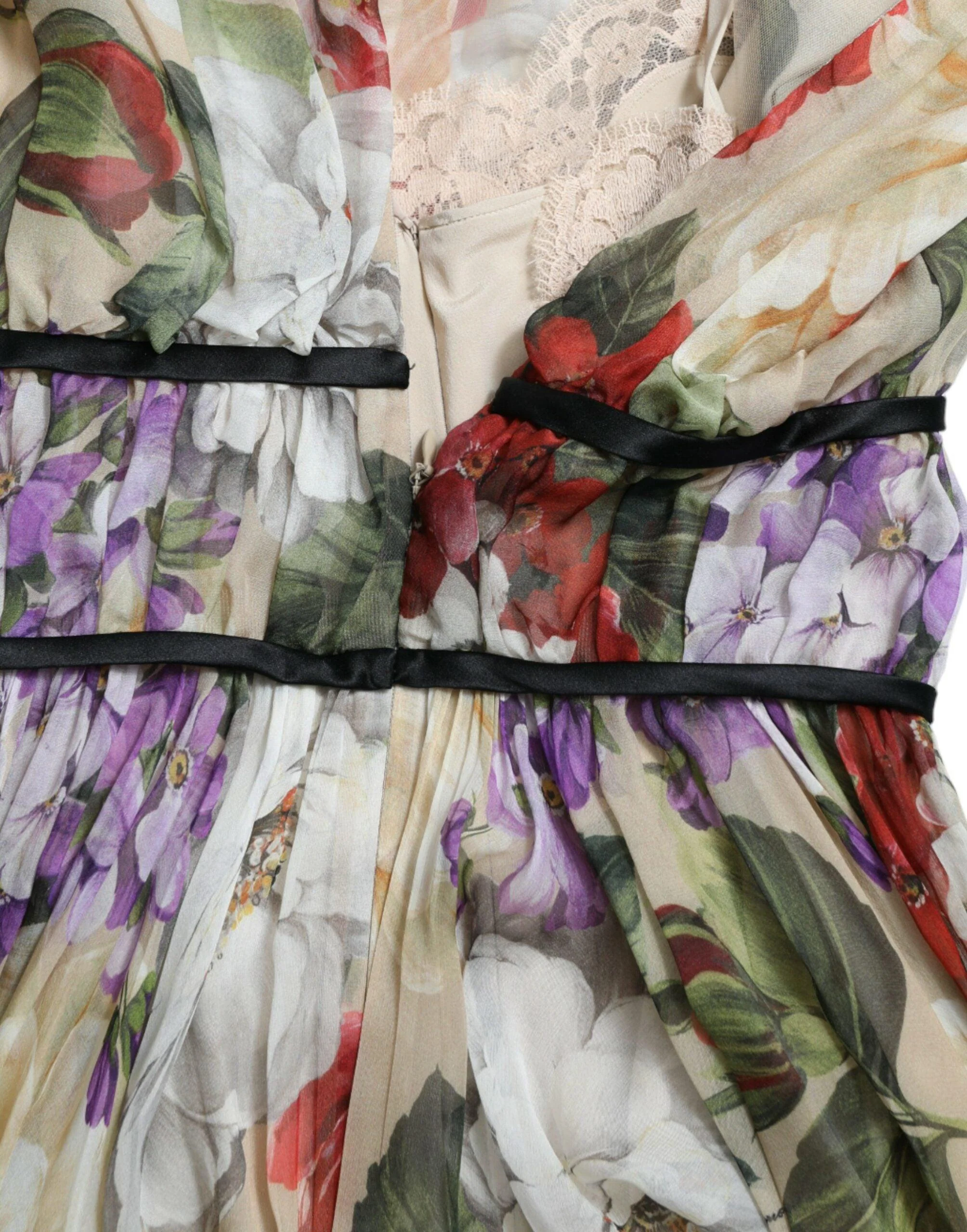 Dolce & Gabbana Beige Floral Sleeveless A-line Mini Dress - Image 6