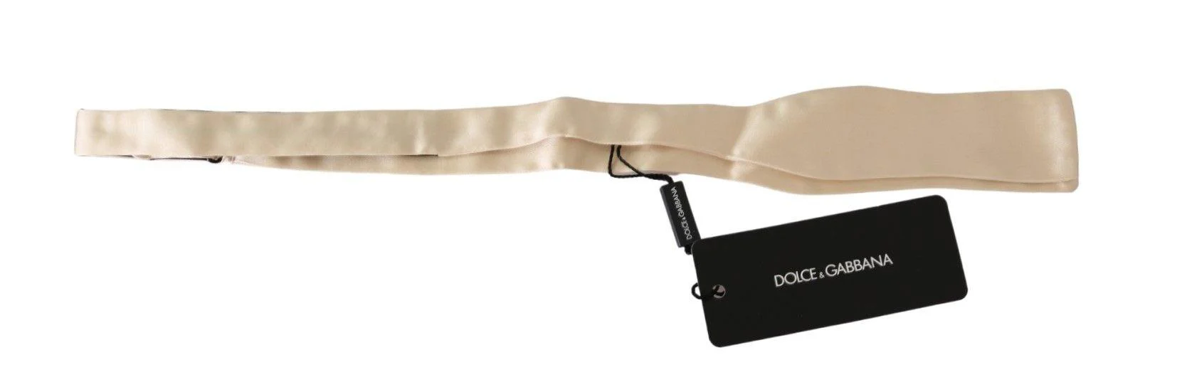Dolce & Gabbana Beige Slim Skinny Men Necktie 100% Silk Bowtie - Image 2