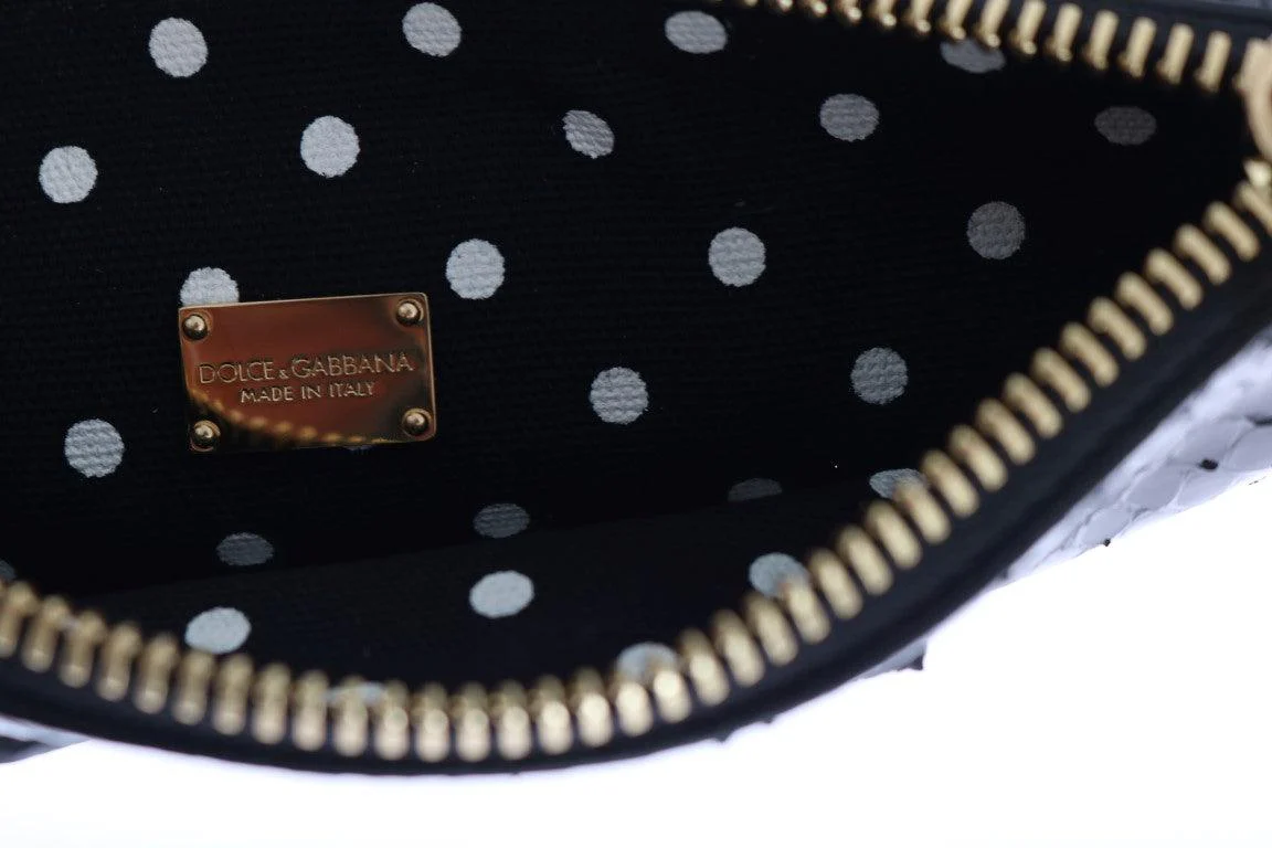 Dolce & Gabbana Beige Straw Snakeskin Pom Pom Crystal AGNESE Bag - Image 10