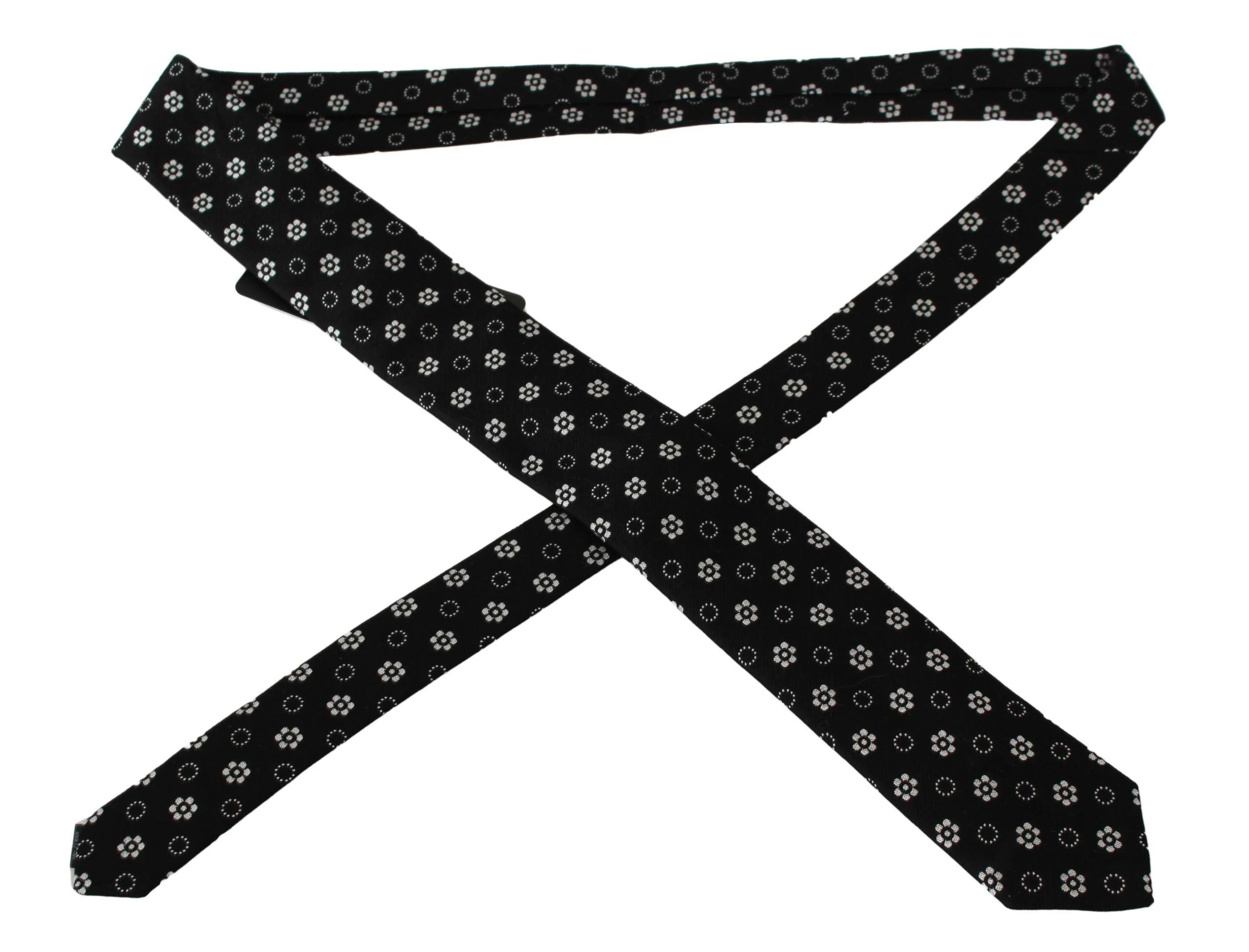 Dolce & Gabbana Black 100% Silk Floral Print Print Classic Tie - Image 3