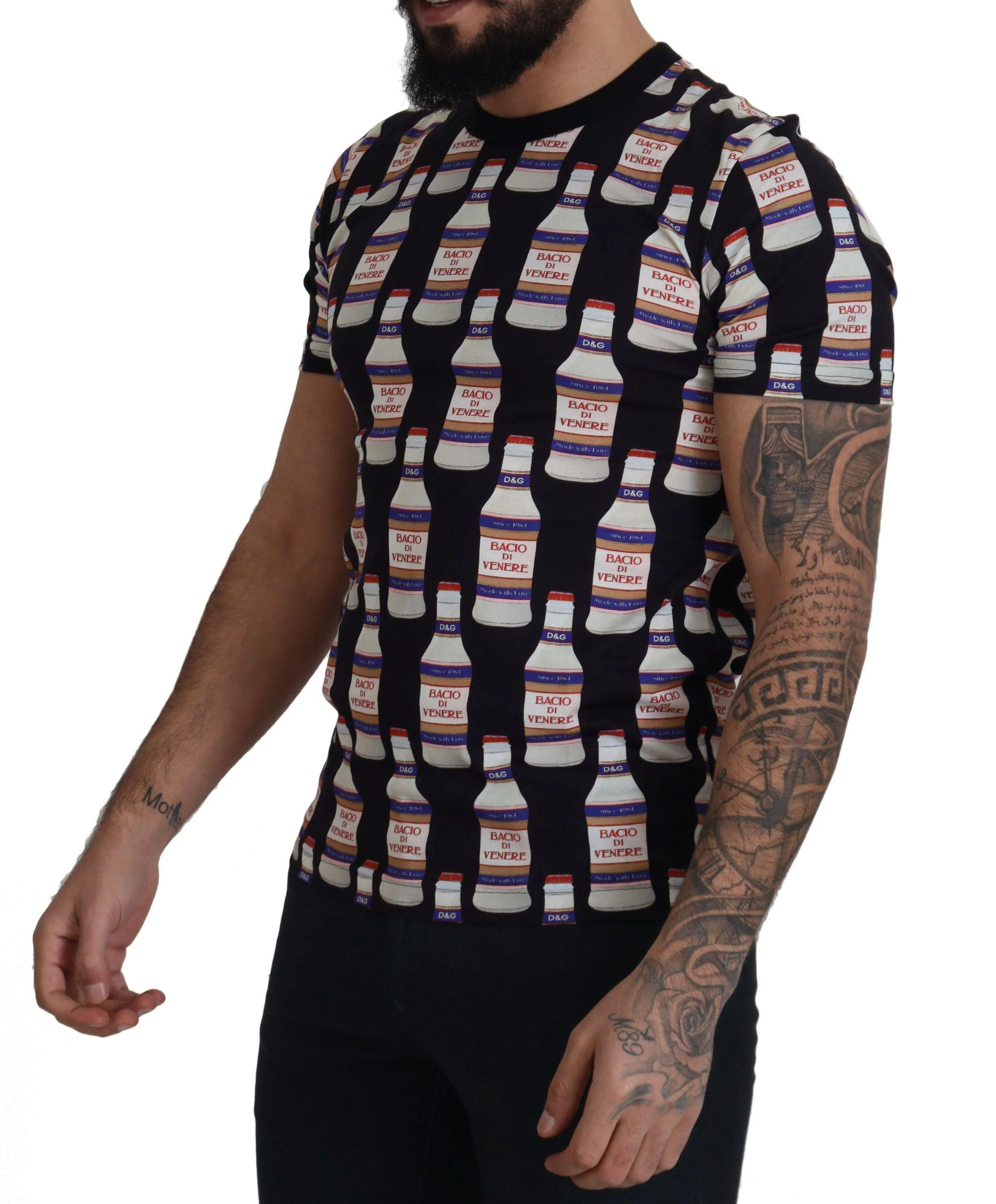 Dolce & Gabbana Black Bacio Di Venere Cotton Crew T-shirt - Image 5