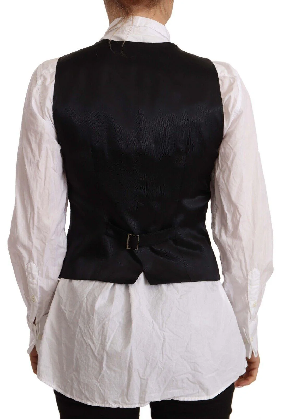 Dolce & Gabbana Black Button Down Sleeveless Vest Viscose Top - Image 3