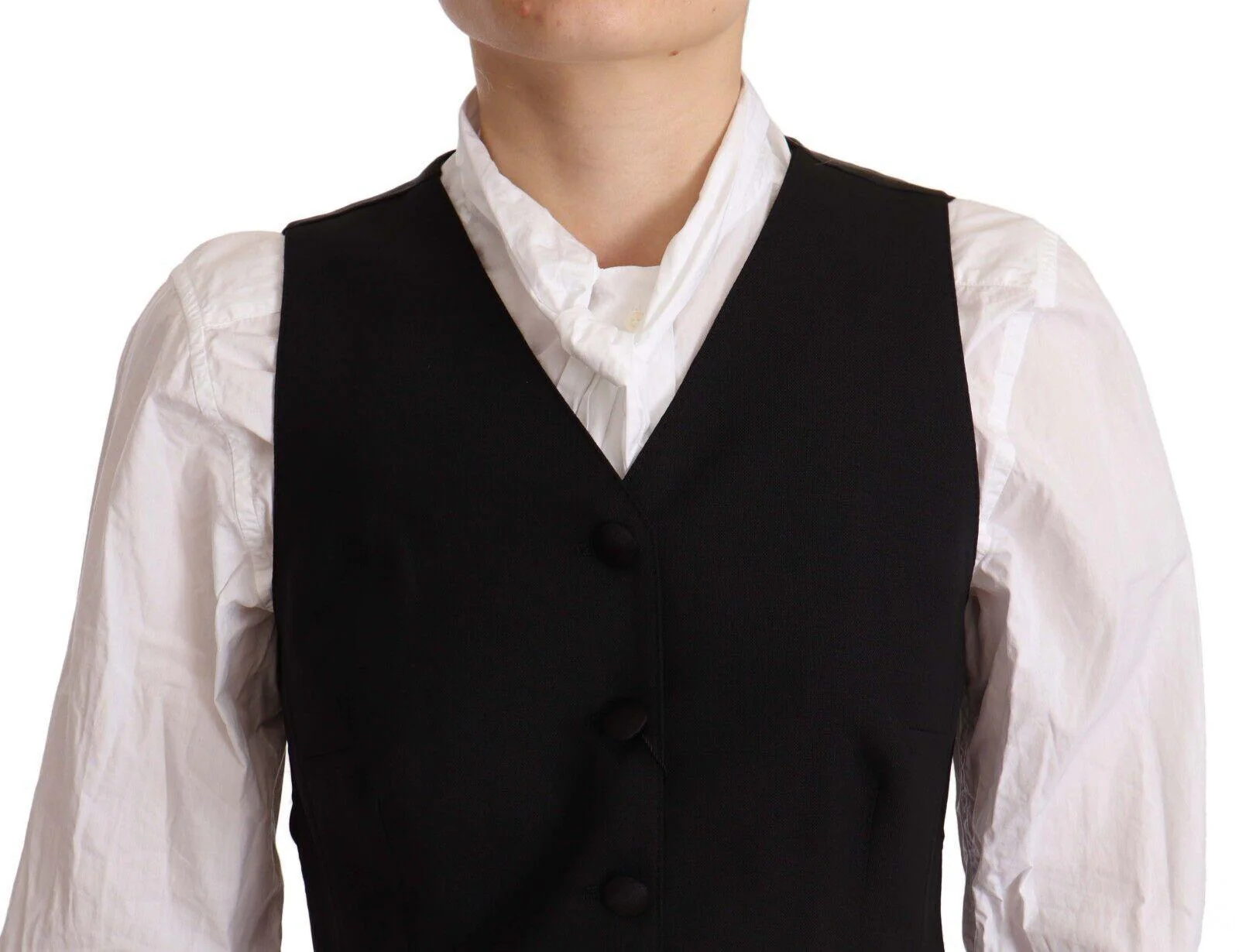 Dolce & Gabbana Black Button Down Sleeveless Vest Viscose Top - Image 4