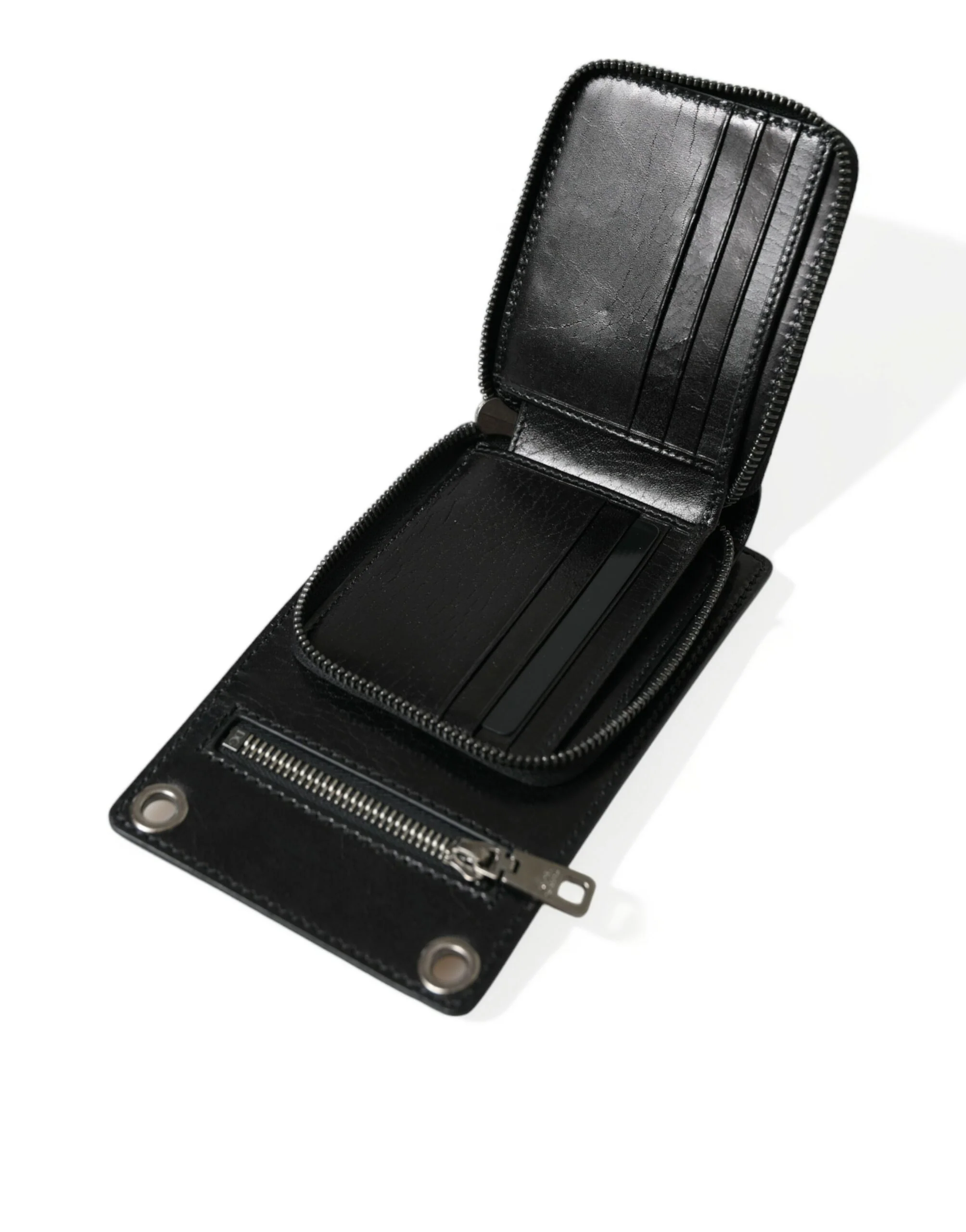 Dolce & Gabbana Leather Zip Logo Shoulder Strap Wallet - Image 4
