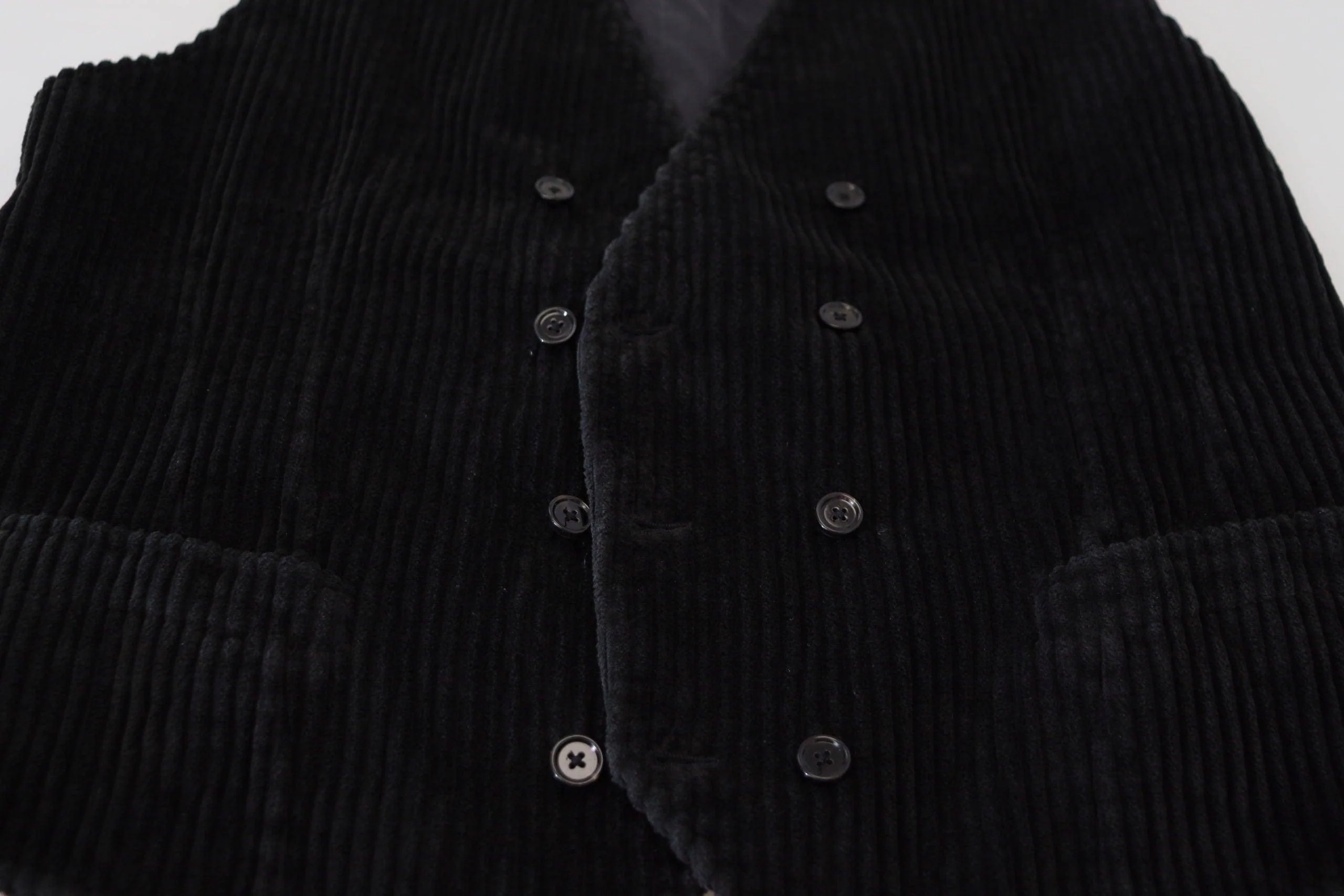 Dolce & Gabbana Black Cotton Double Breasted Waistcoat Vest - Image 6
